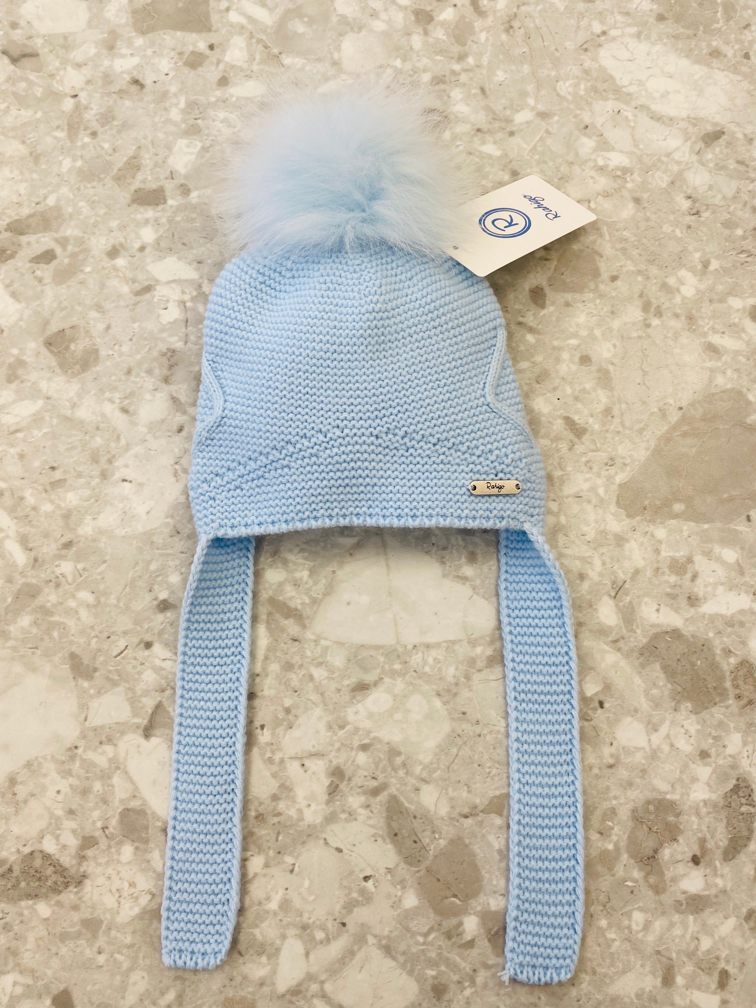 AW25 RAHIGO Baby Blue Boys Pom Pom Hat with Ear Flaps - 252138
