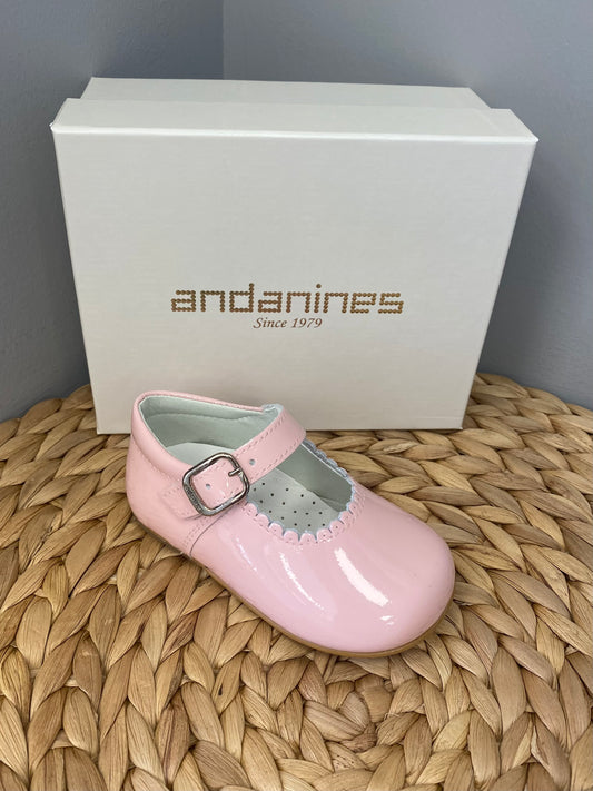 ANDANINES Baby Girls Mary Jane Pink Patent Leather Shoe