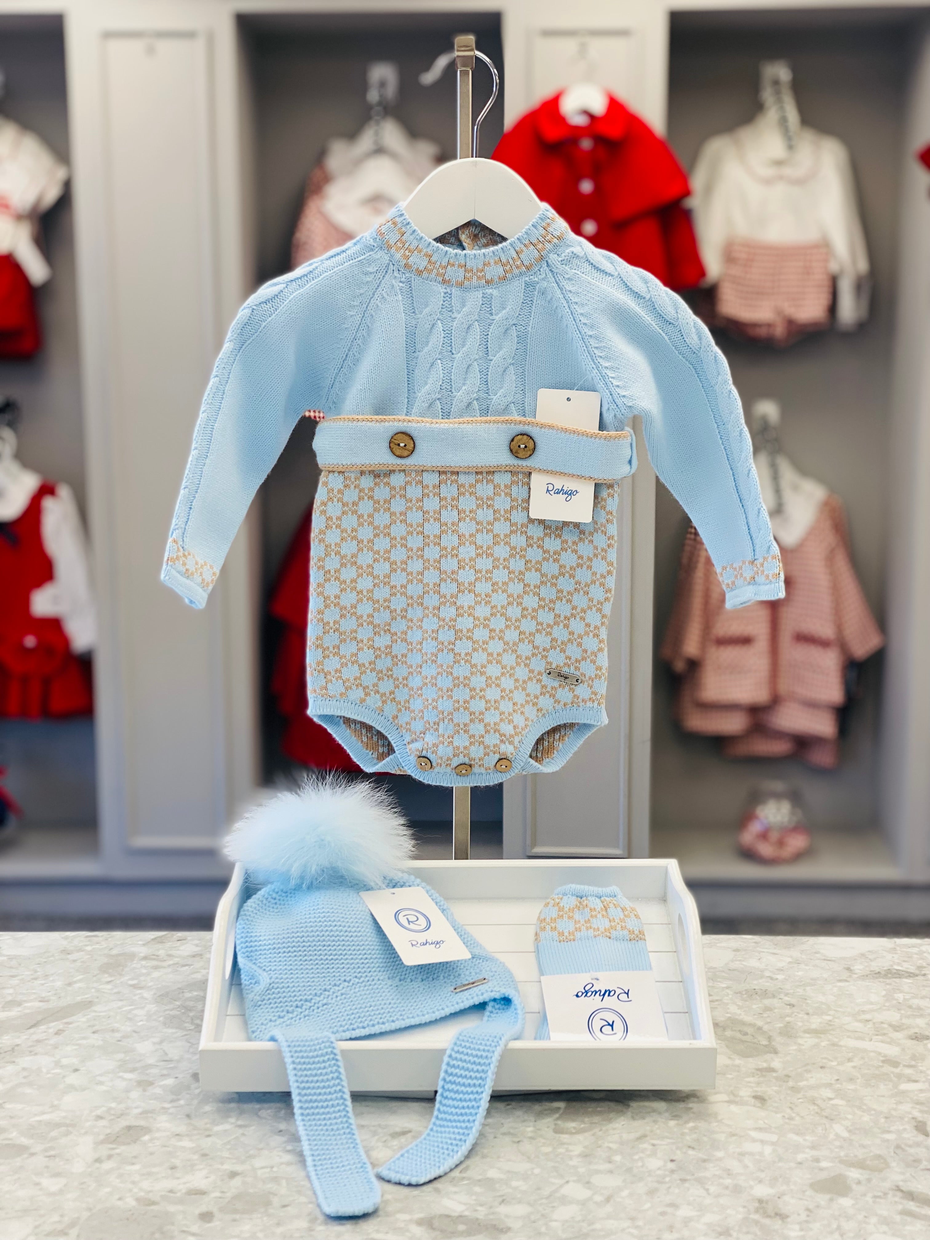 AW25 RAHIGO Baby Blue & Camel Boys Romper - 25220
