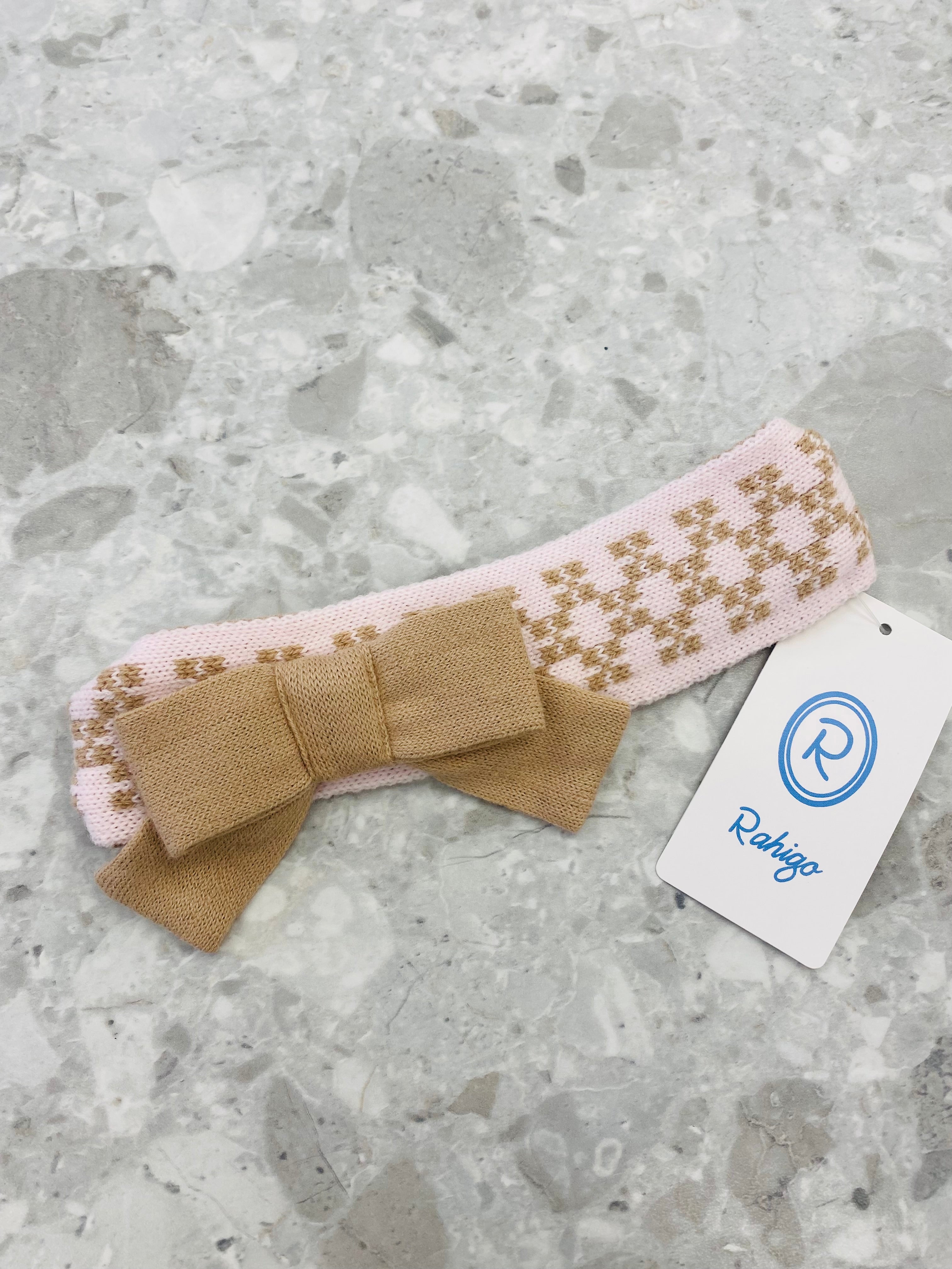AW25 RAHIGO Baby Pink & Camel Girls Headband - 25210