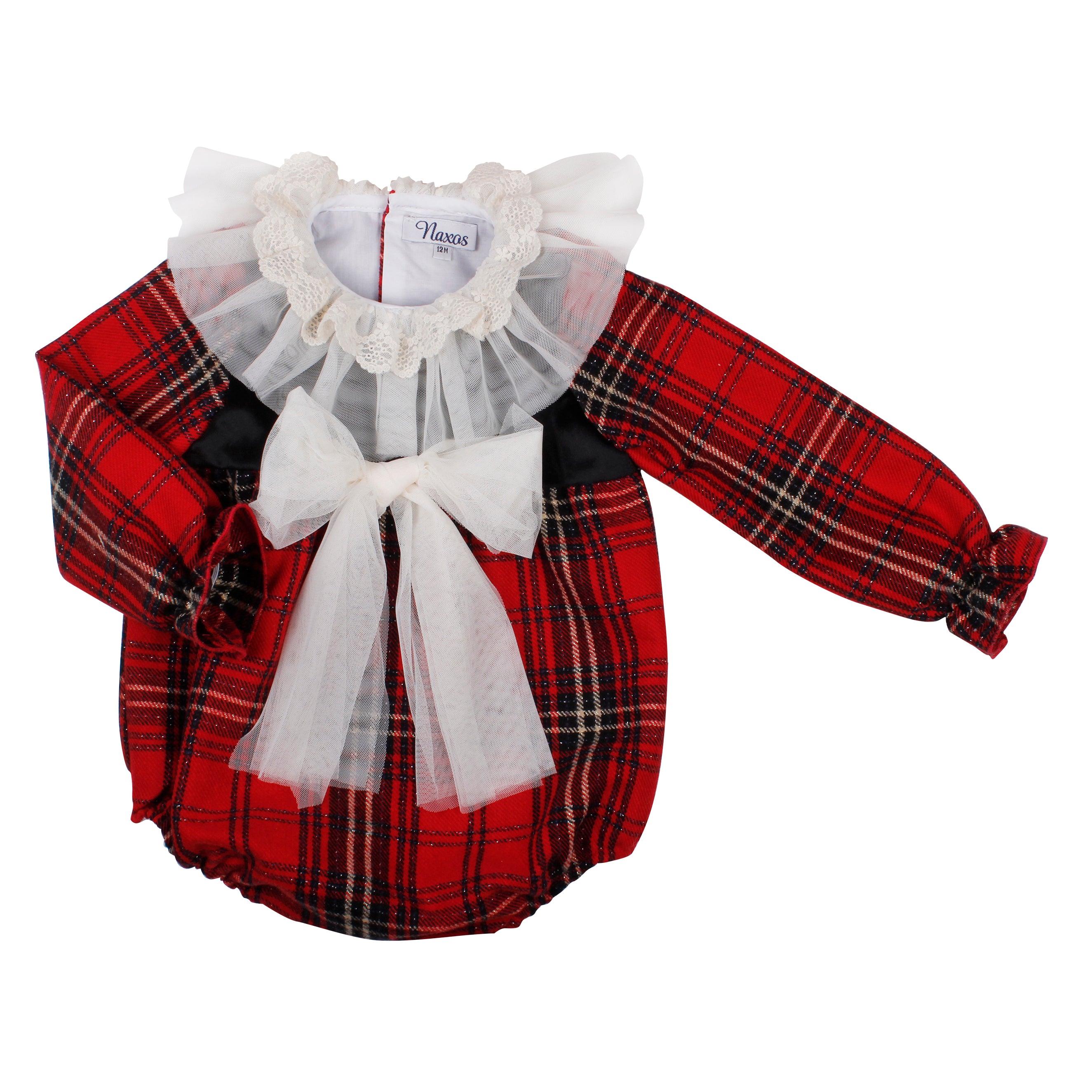 NAXOS AW24 Red Tartan Girls Romper - 7404