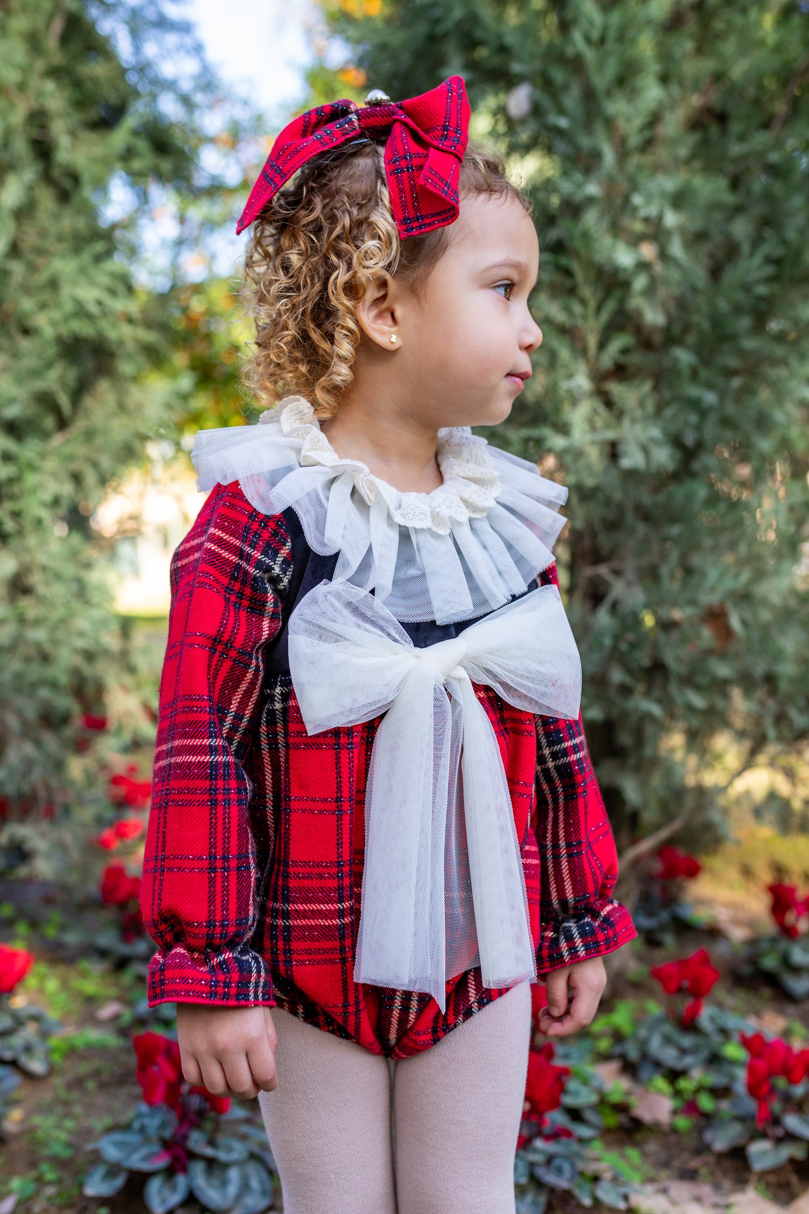 NAXOS AW24 Red Tartan Girls Romper - 7404