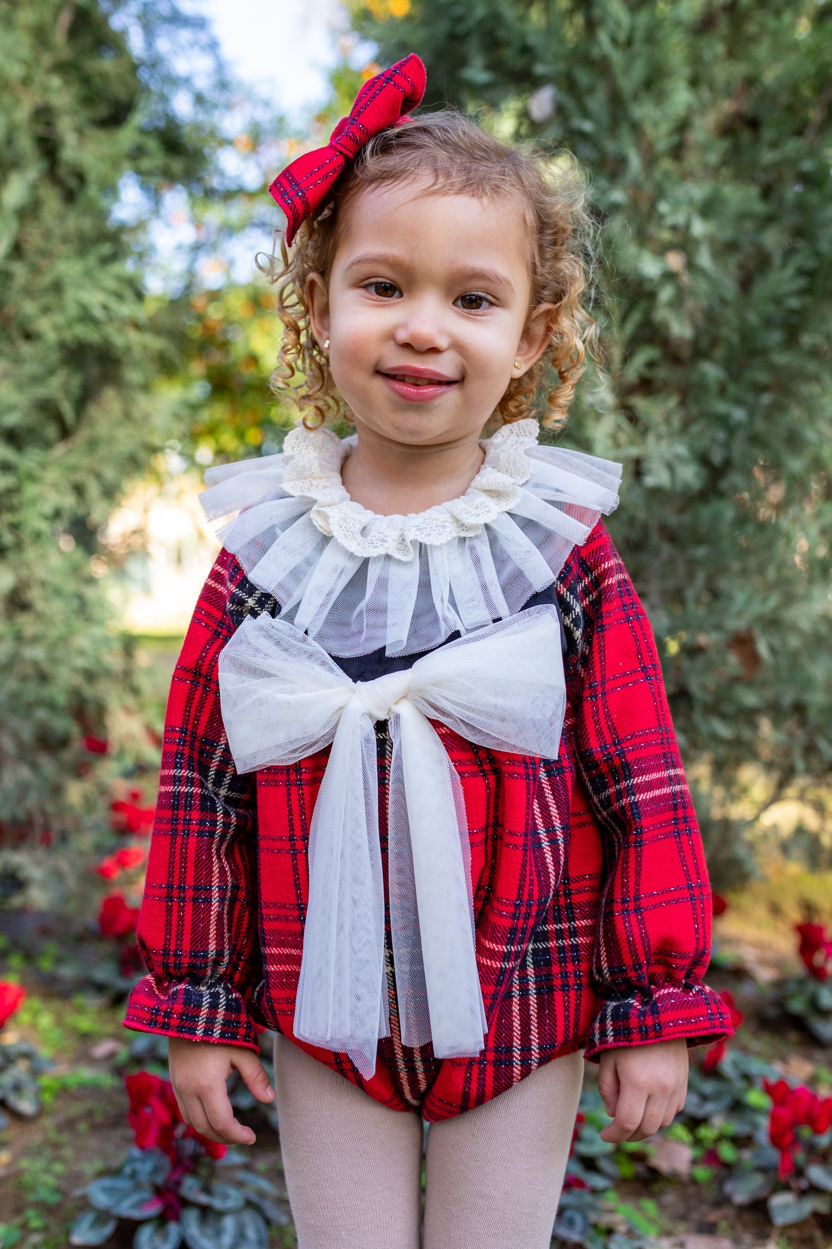 NAXOS AW24 Red Tartan Girls Romper - 7404