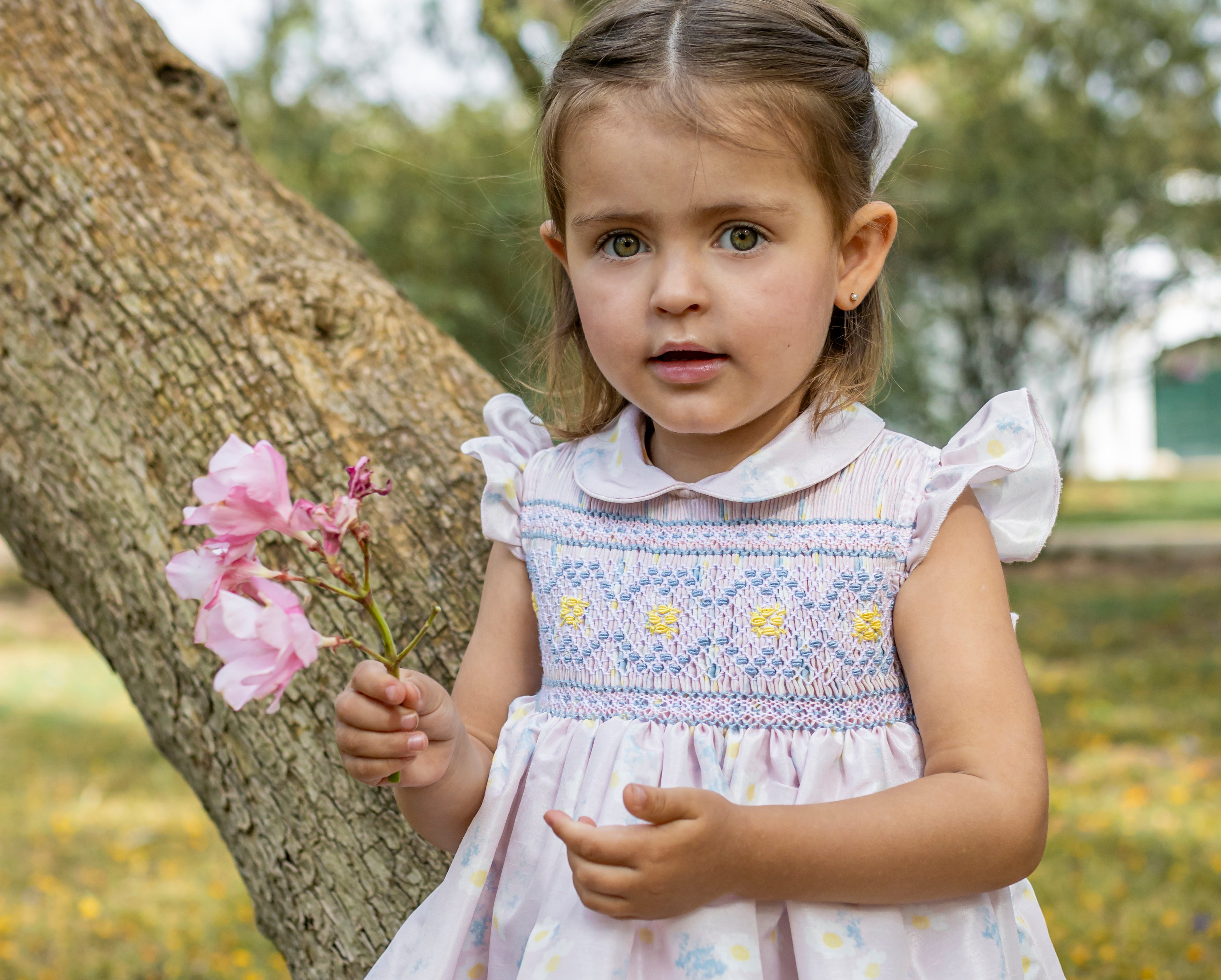 NAXOS SS25 Margarita Pink, Blue & Lemon Girls Hand Smocked Dress - 7534