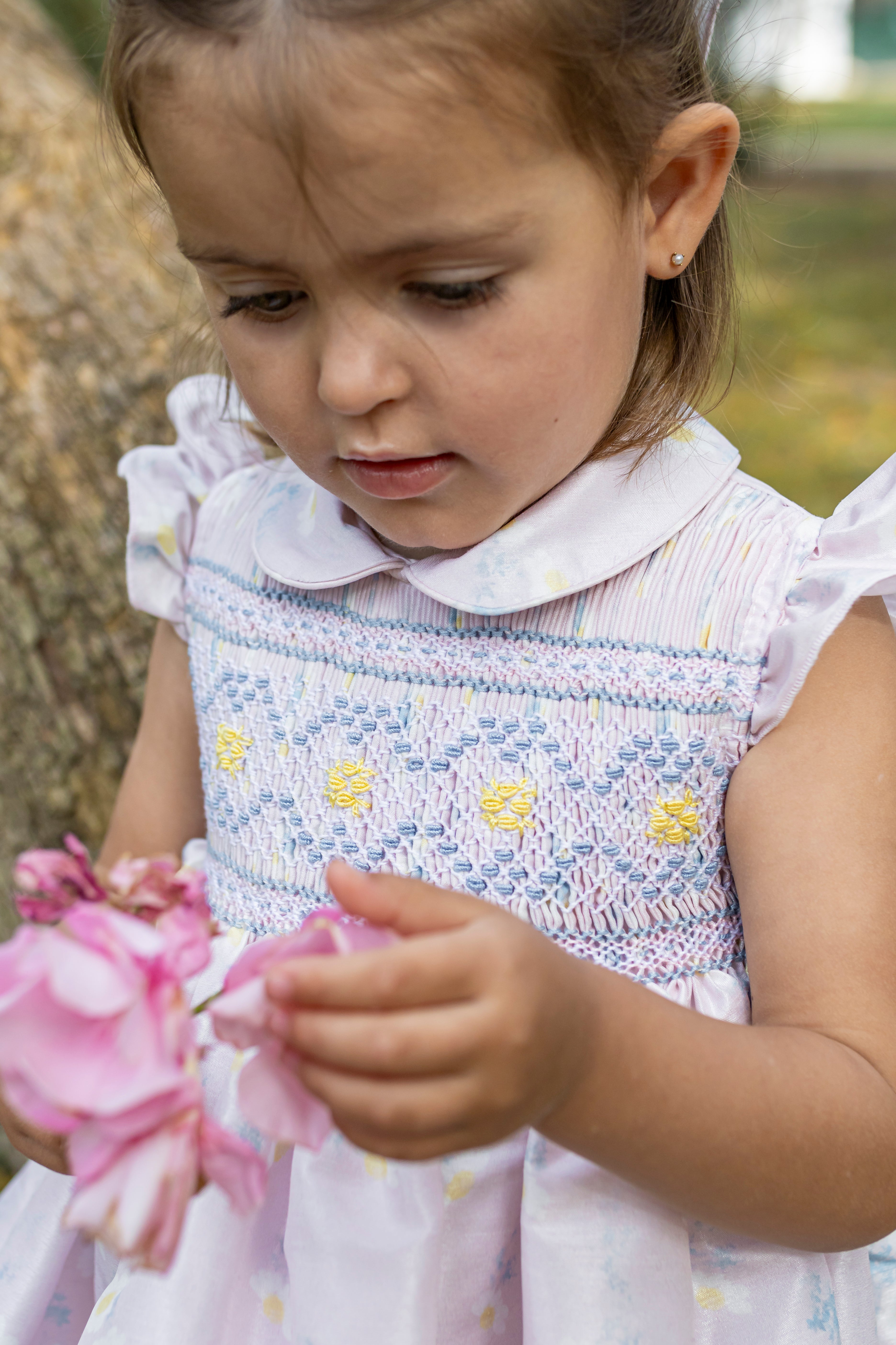 NAXOS SS25 Margarita Pink, Blue & Lemon Girls Hand Smocked Dress - 7534