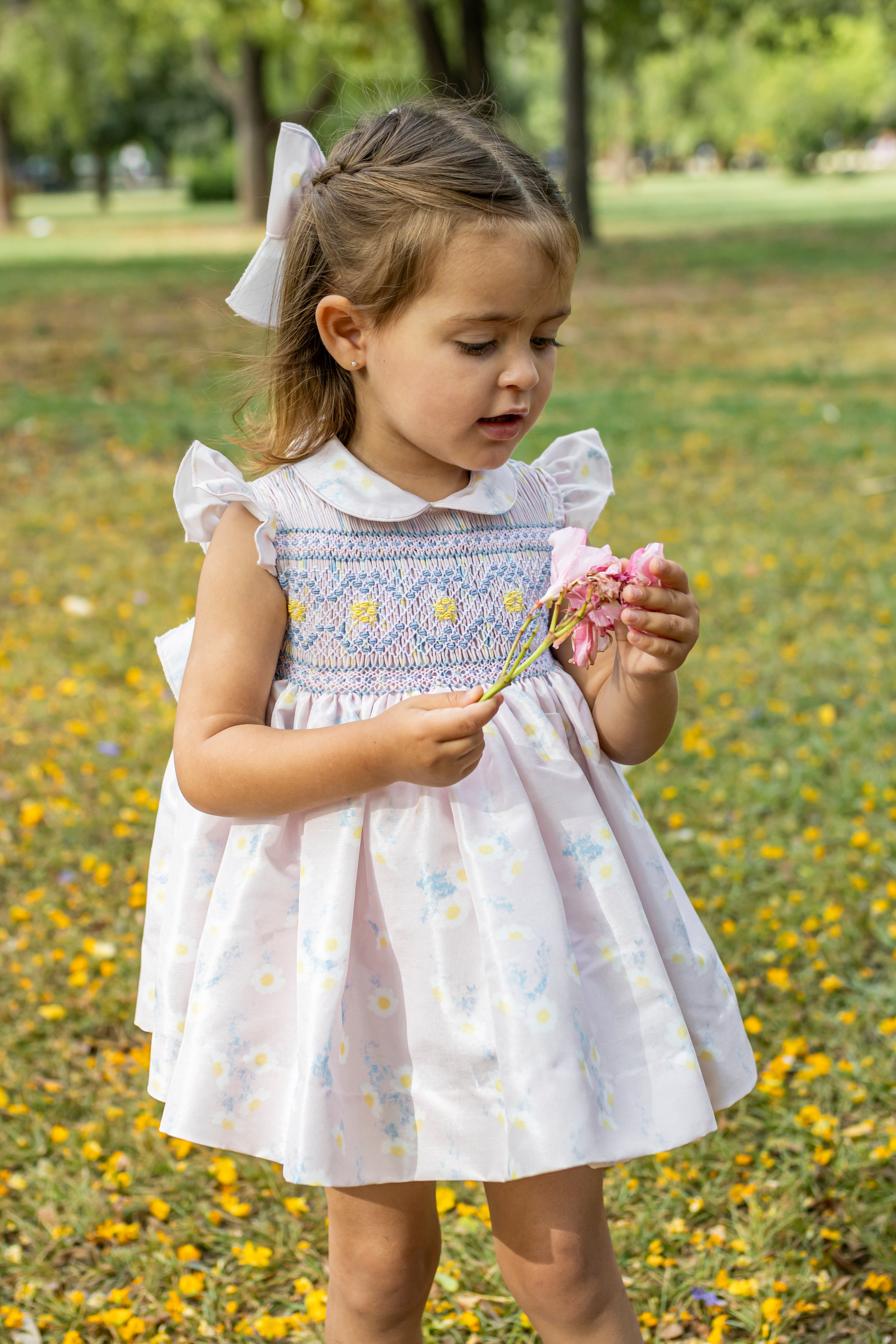 NAXOS SS25 Margarita Pink & Lemon Girls Hand Smocked Dress - 7534
