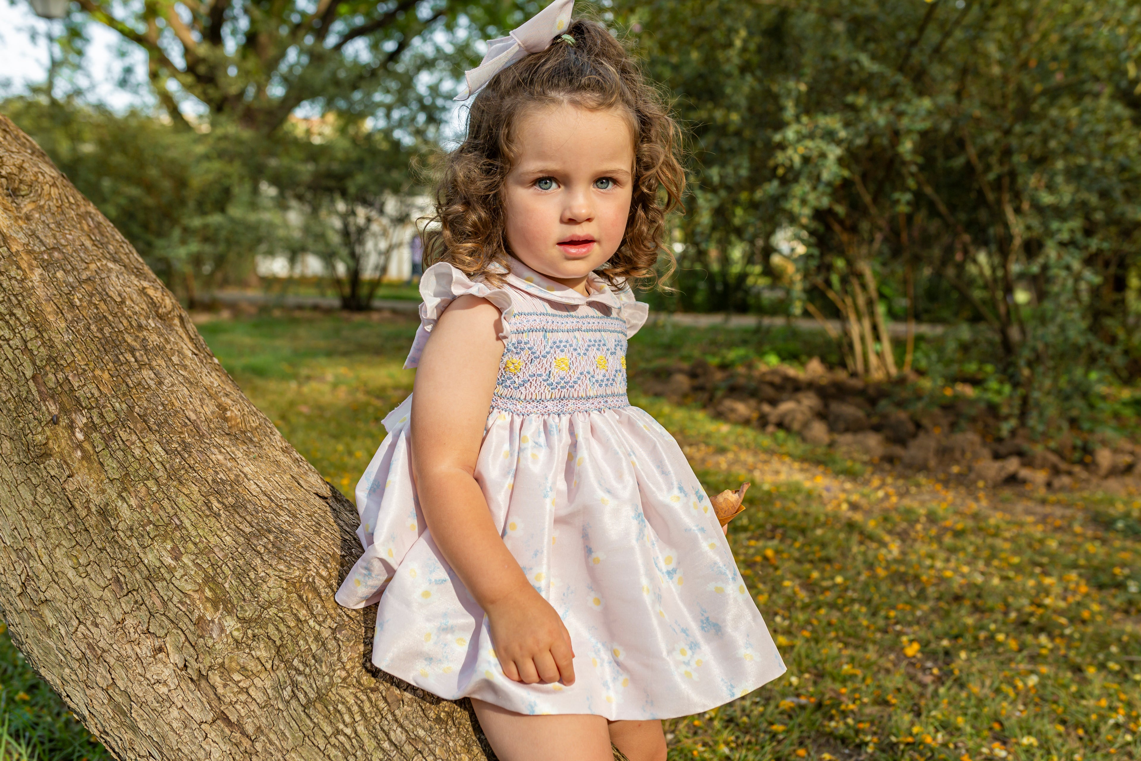 NAXOS SS25 Margarita Pink, Blue & Lemon Girls Hand Smocked Dress - 7534