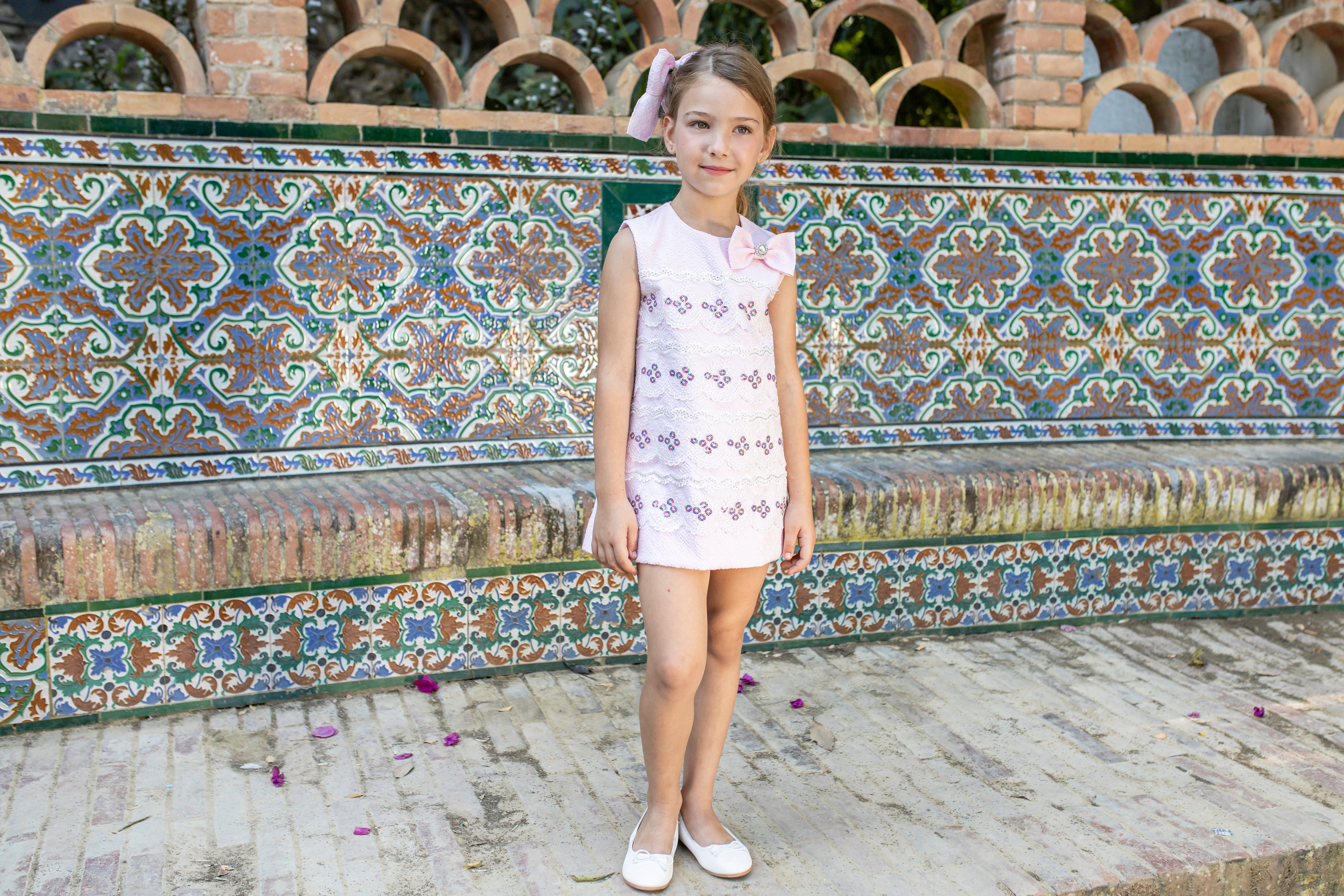NAXOS SS25 Rosado Girls Pink Sequin A-Line Dress - CLEARANCE SALE