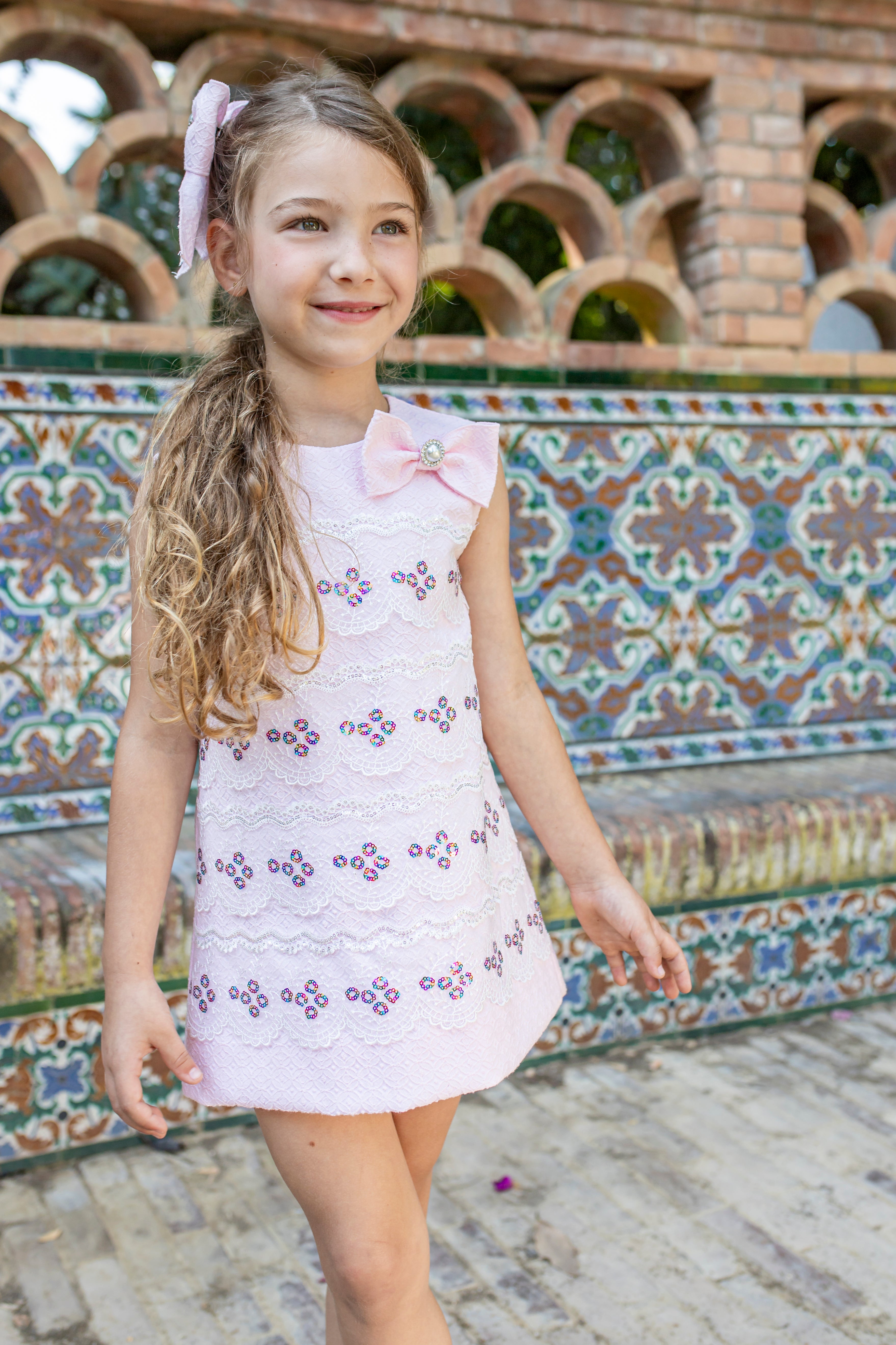 NAXOS SS25 Rosado Girls Pink Sequin A-Line Dress - CLEARANCE SALE