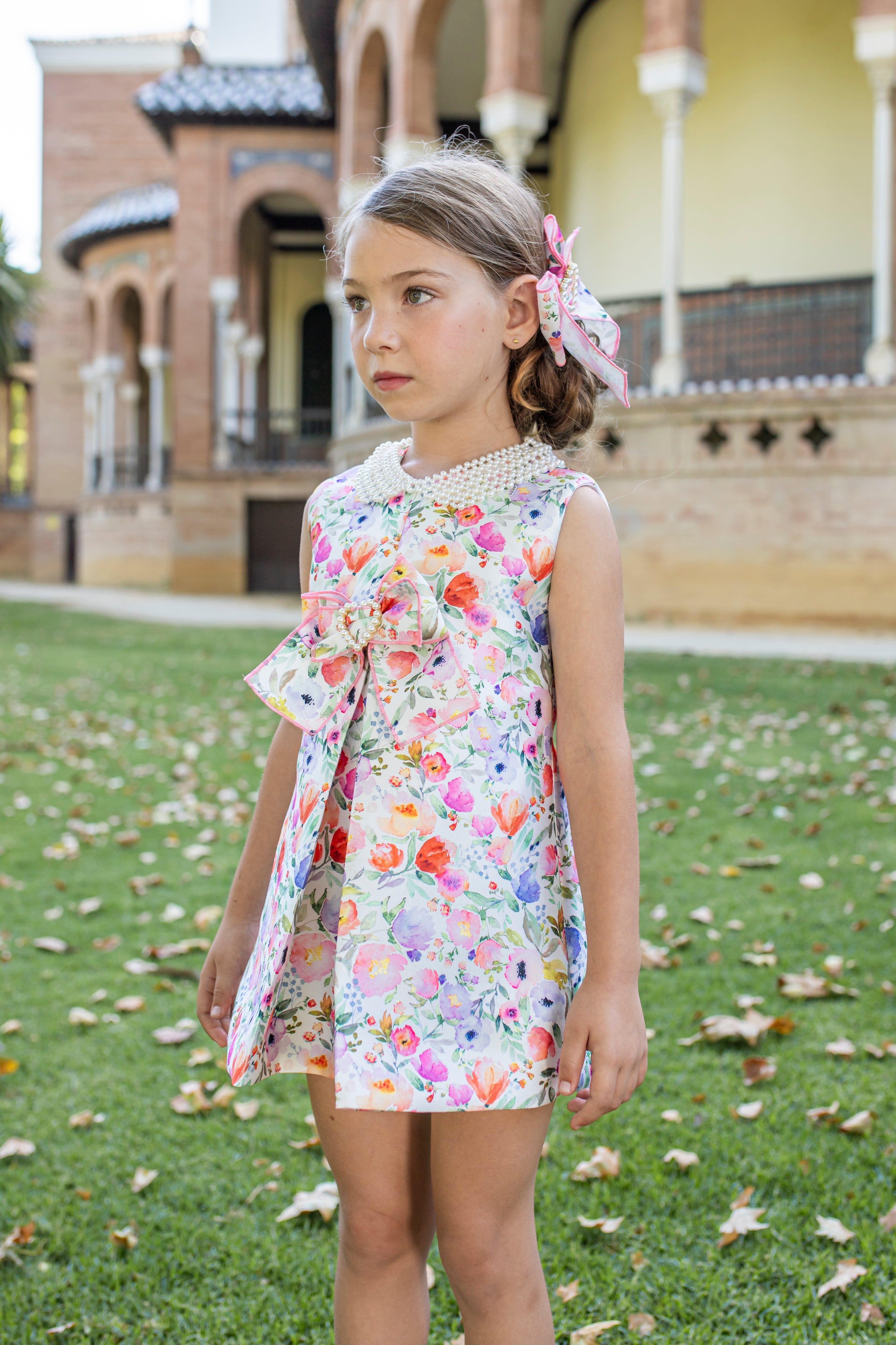 NAXOS SS25 Lila Girls Multicolour Floral A-Line Dress - 7543