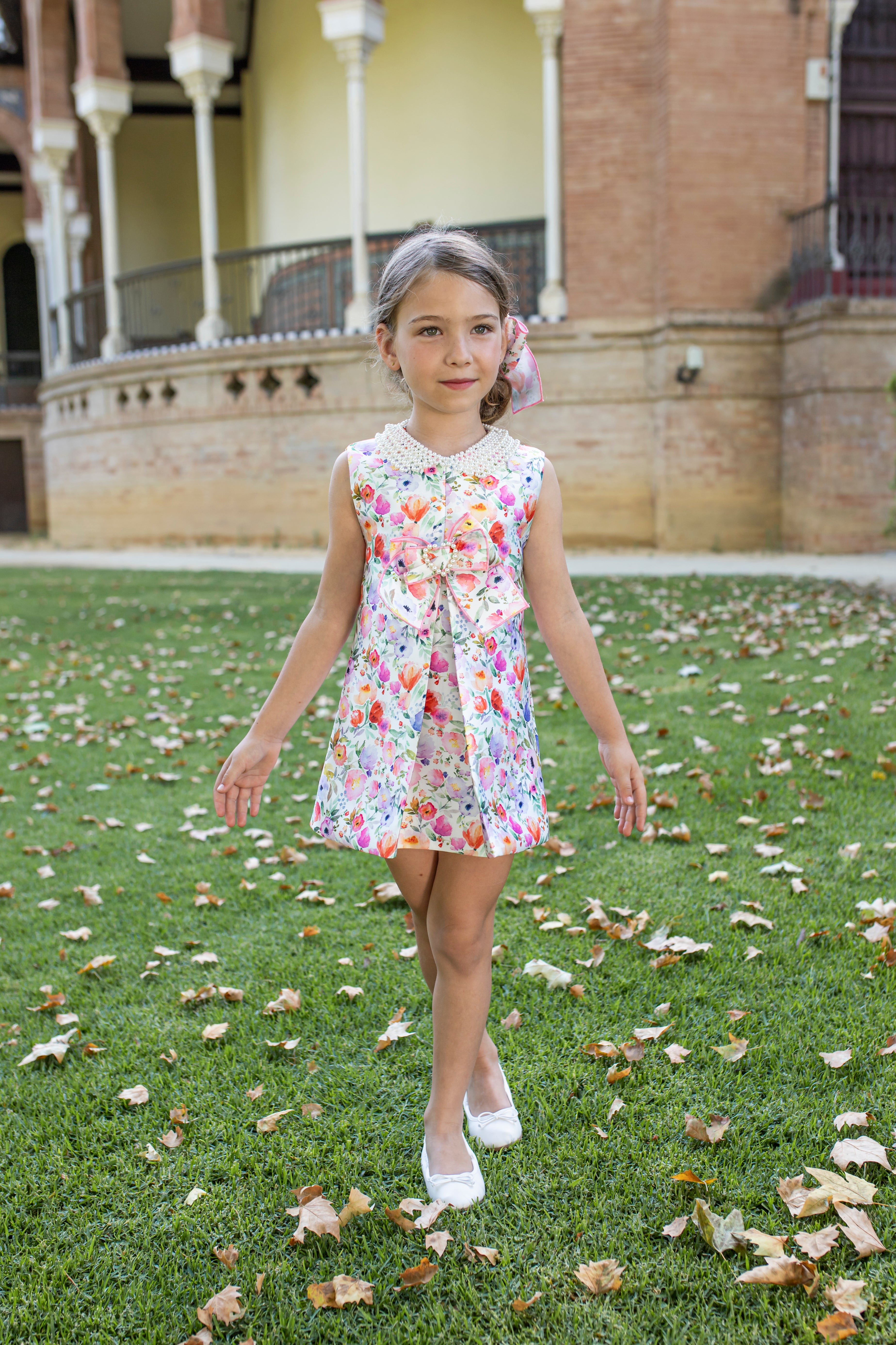 NAXOS SS25 Lila Girls Multicolour Floral A-Line Dress - 7543