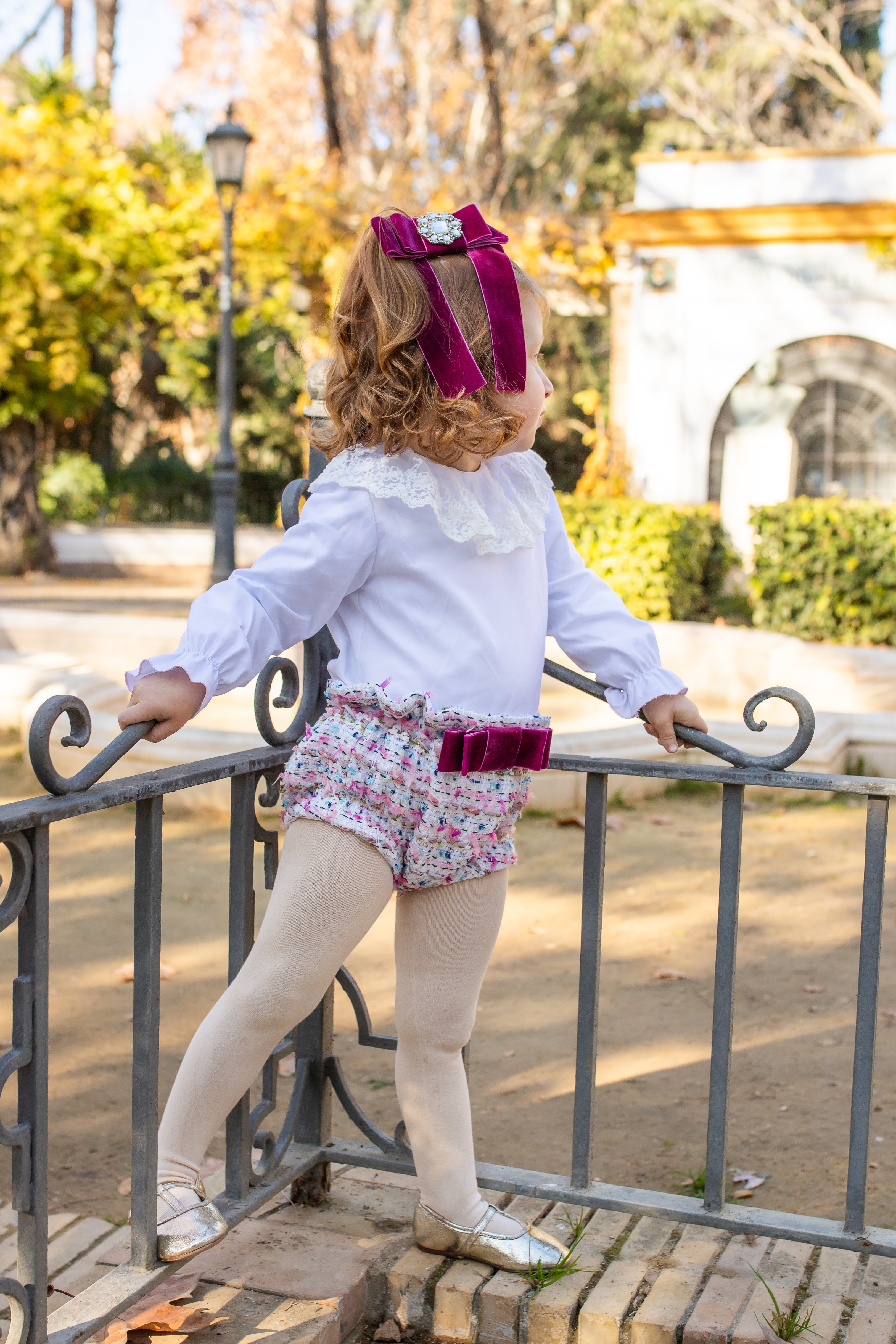AW25 NAXOS Purple Tweed Girls Jam Pant Set - 7604