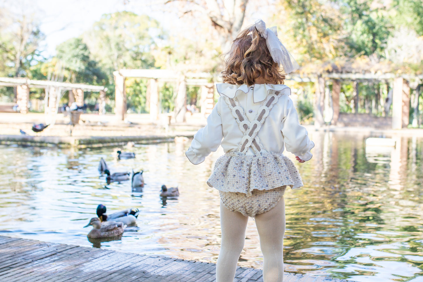 PRE ORDER AW25 NAXOS Beige Tweed Girls Jam Pant Set - 7605