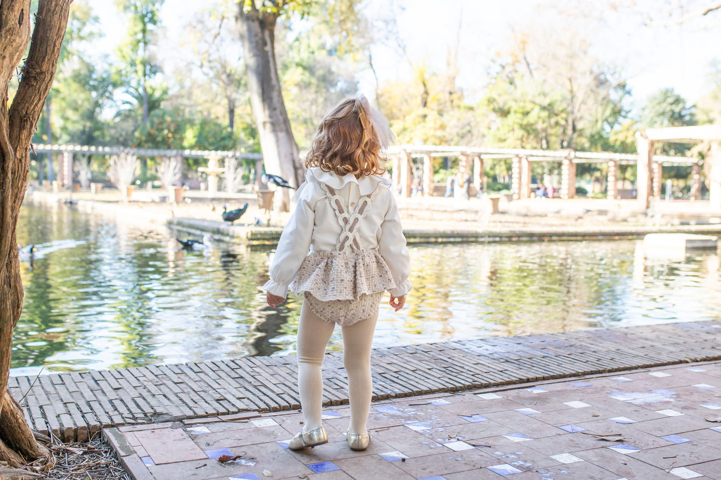 PRE ORDER AW25 NAXOS Beige Tweed Girls Jam Pant Set - 7605