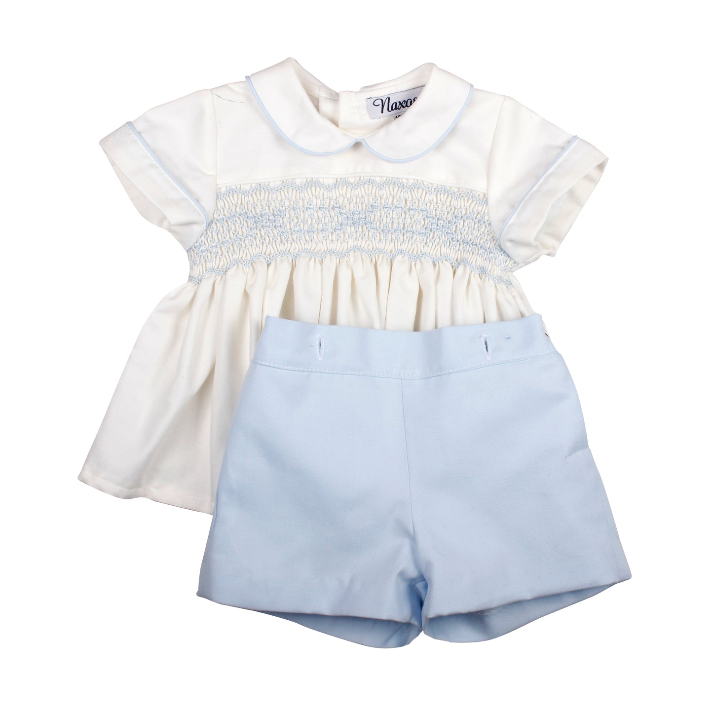 PRE ORDER AW25 NAXOS Blue Boys Hand Smocked Short Set - 7610