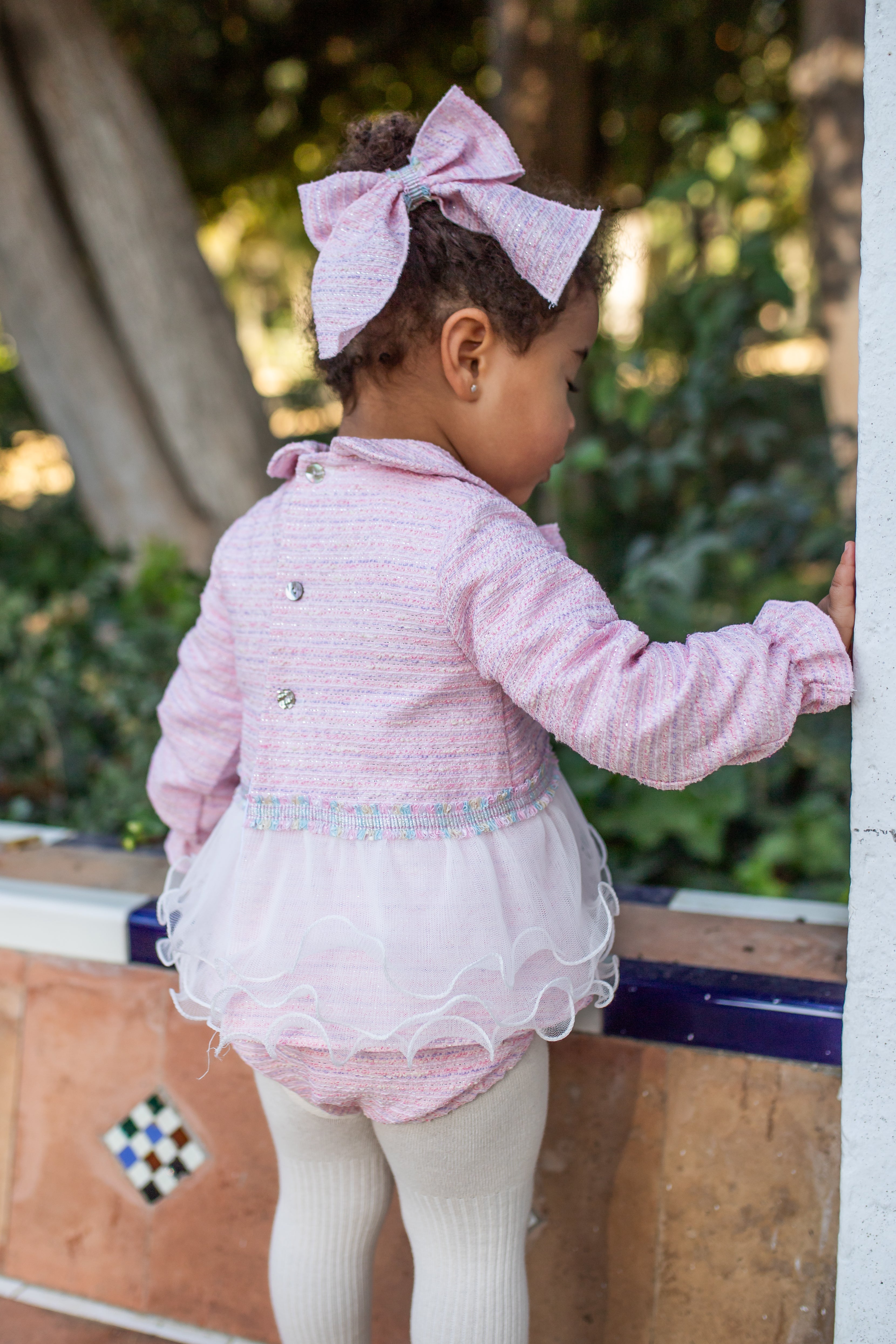AW25 NAXOS Pink Tweed Girls Dress & Knickers - 7611