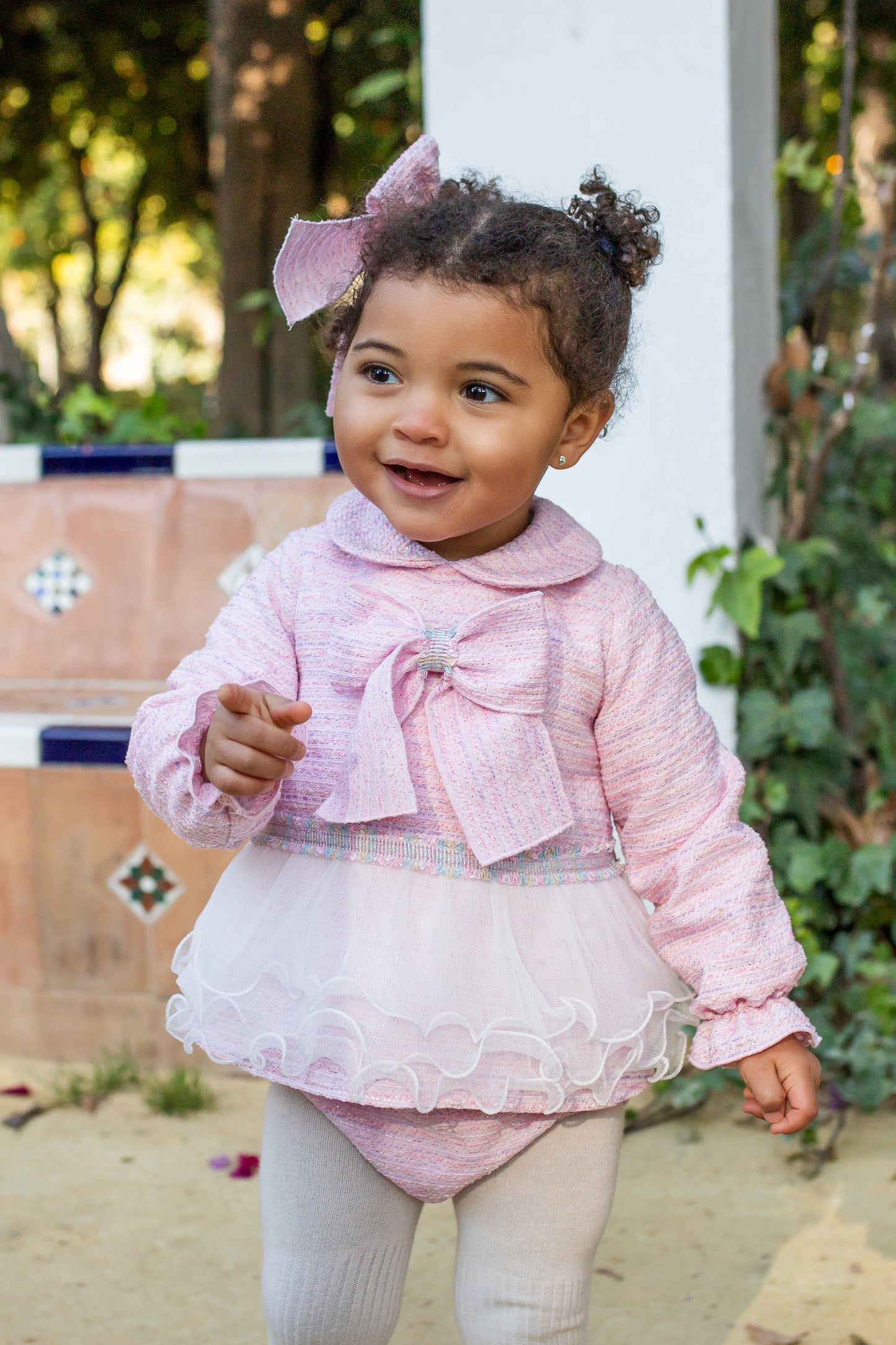 PRE ORDER AW25 NAXOS Pink Tweed Girls Dress & Knickers - 7611