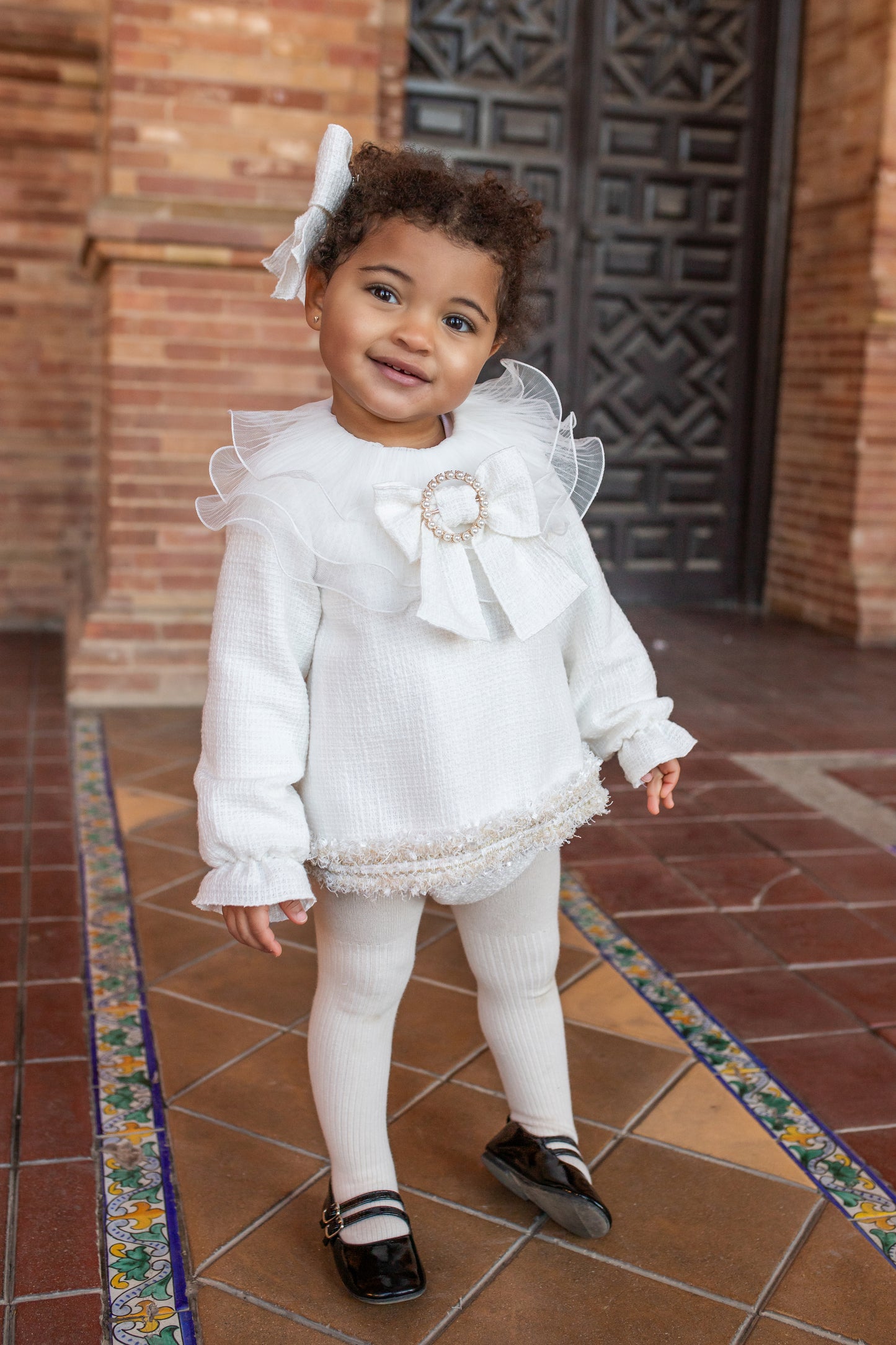 AW25 NAXOS Cream & Gold Sequin Girls Dress & Knickers - 7612
