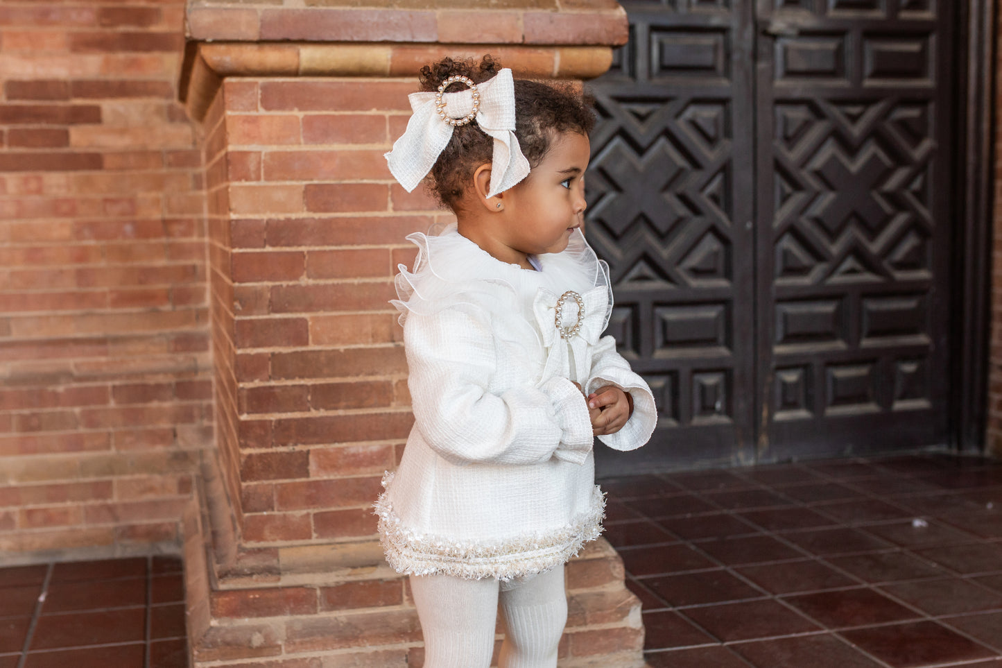 AW25 NAXOS Cream & Gold Sequin Girls Dress & Knickers - 7612