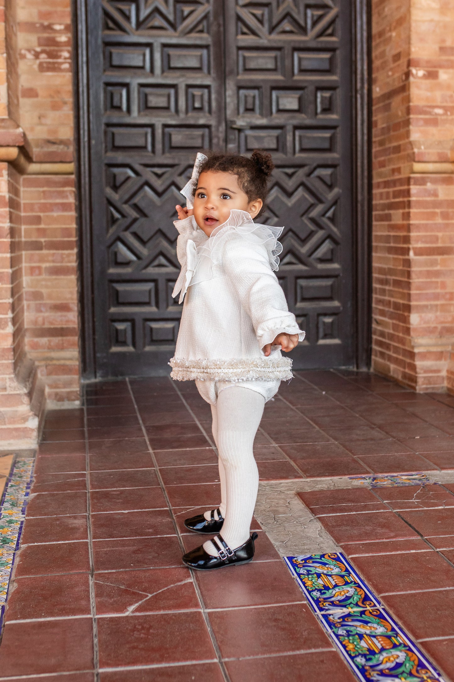 AW25 NAXOS Cream & Gold Sequin Girls Dress & Knickers - 7612