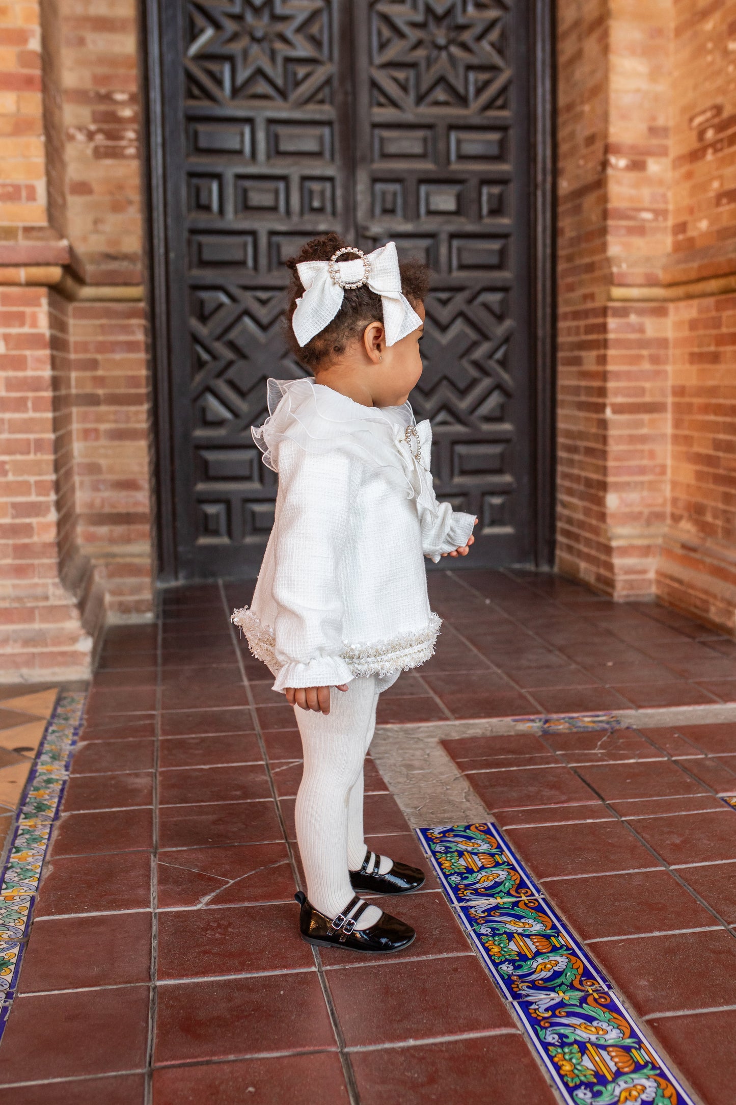 AW25 NAXOS Cream & Gold Sequin Girls Dress & Knickers - 7612