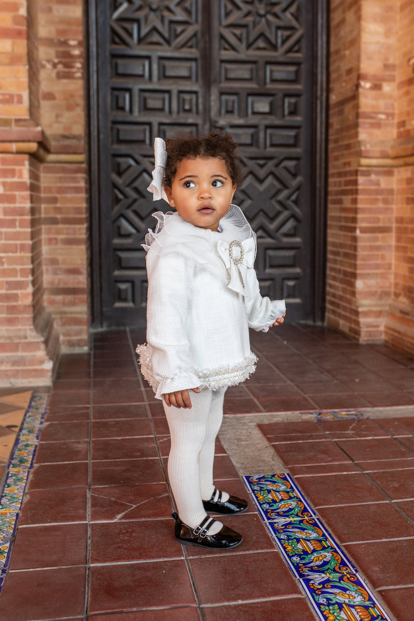 AW25 NAXOS Cream & Gold Sequin Girls Dress & Knickers - 7612