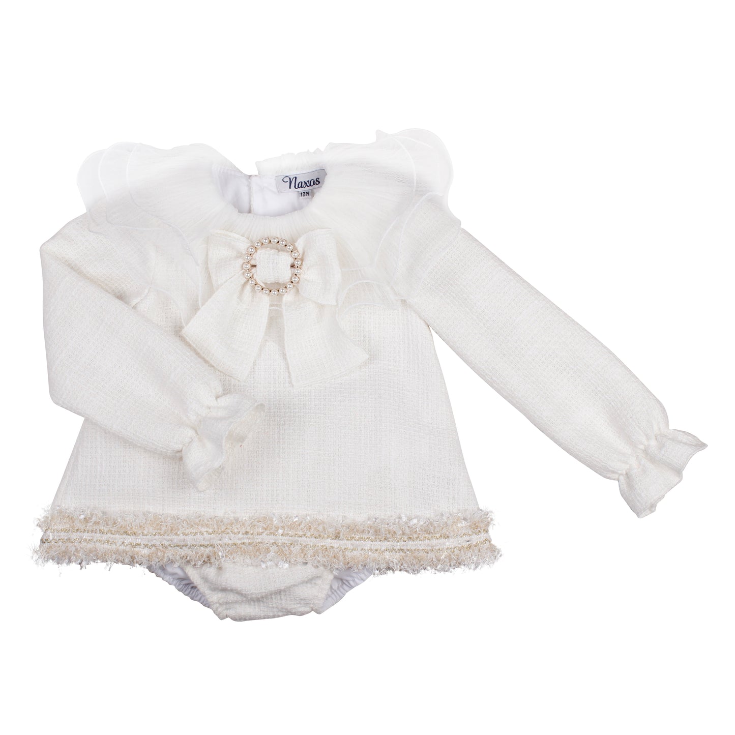 AW25 NAXOS Cream & Gold Sequin Girls Dress & Knickers - 7612