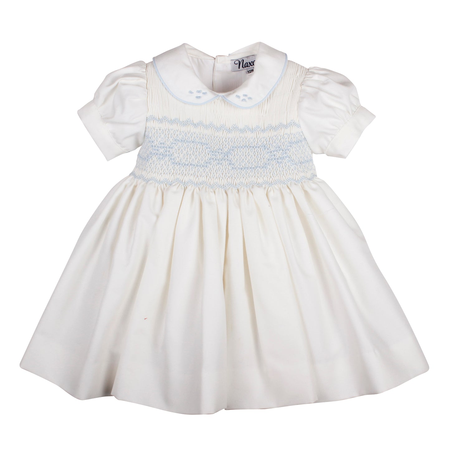 PRE ORDER AW25 NAXOS Cream & Blue Girls Hand Smocked Dress - 7622