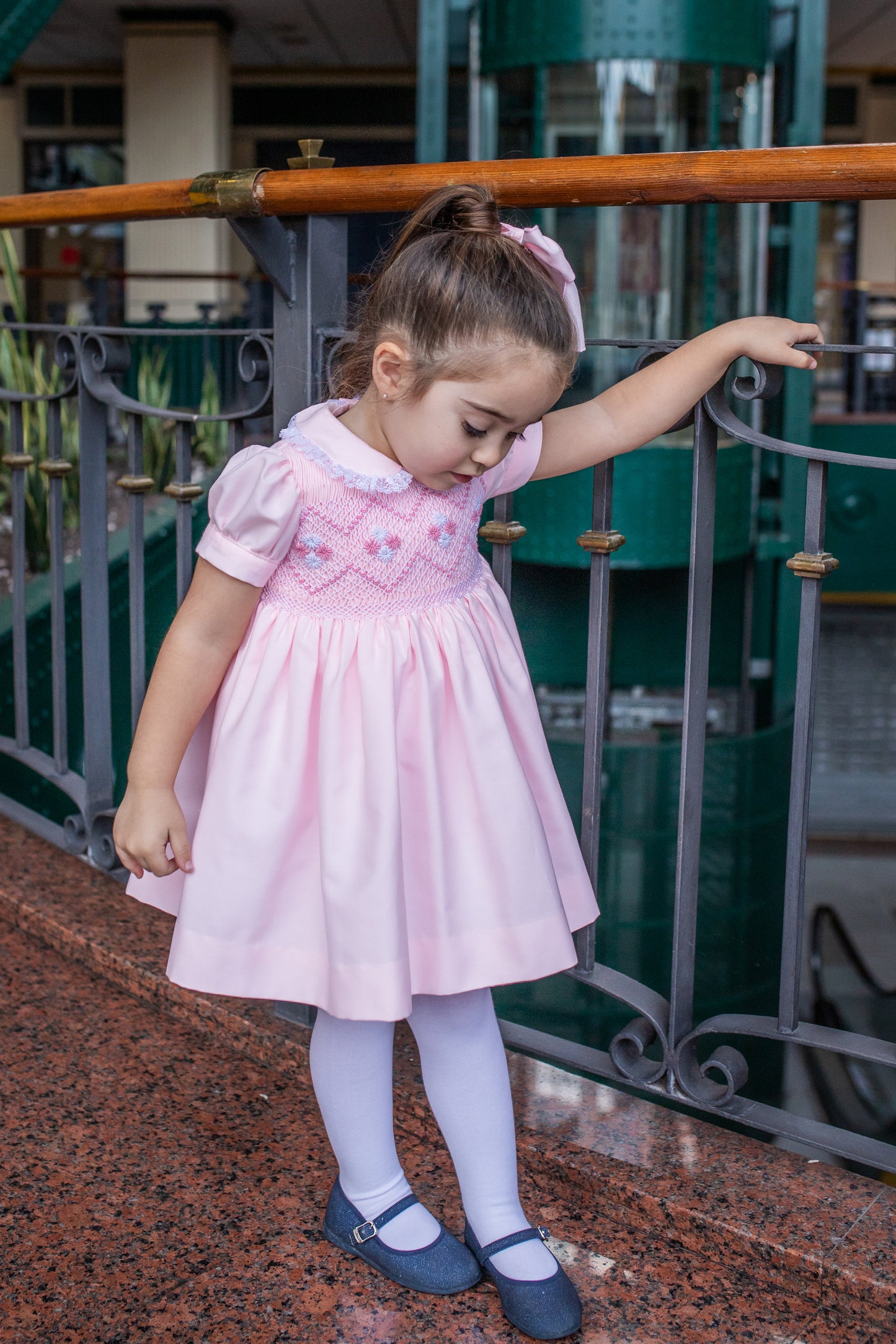 PRE ORDER AW25 NAXOS Pink Girls Hand Smocked Dress - 7623