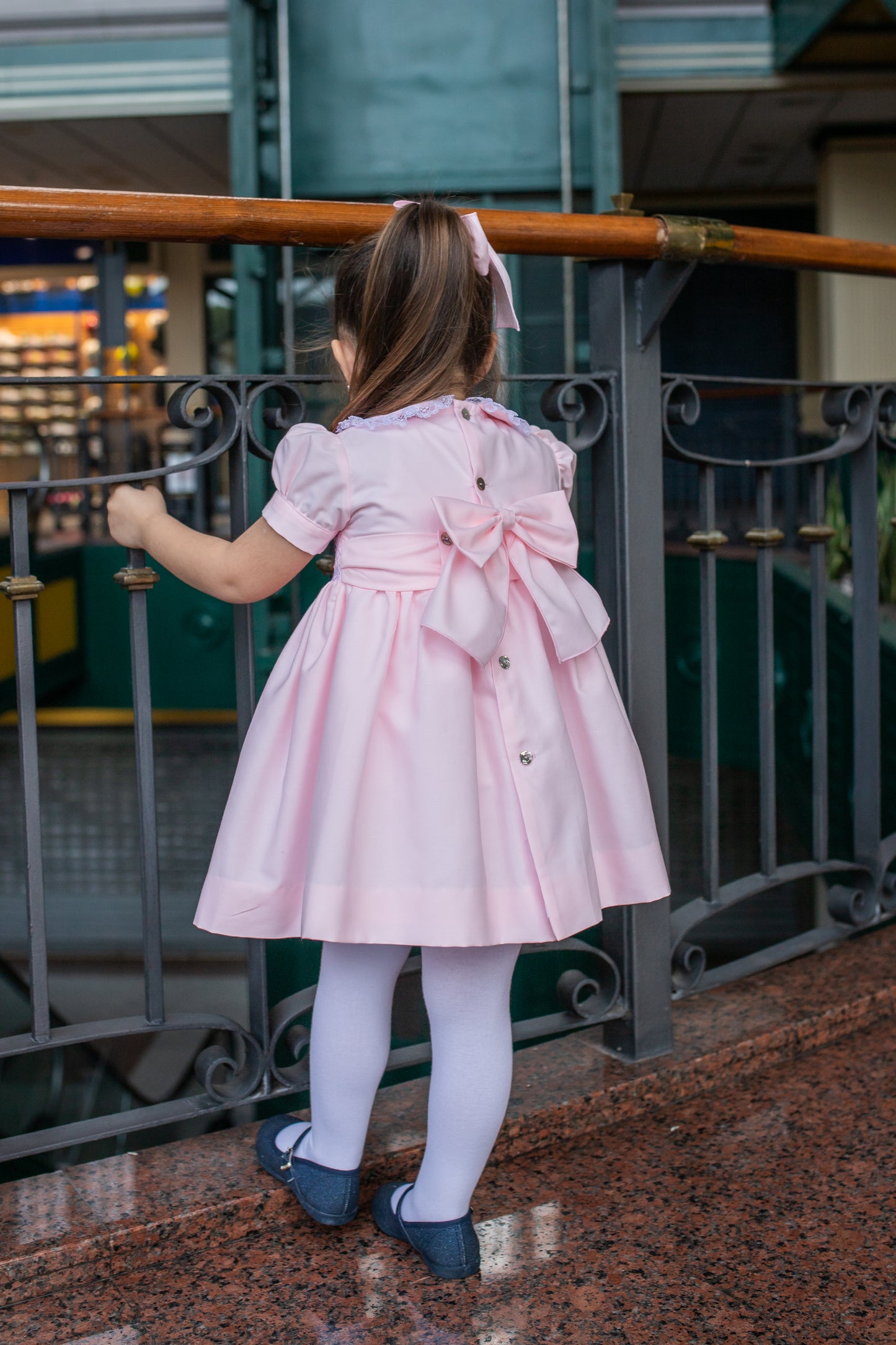 PRE ORDER AW25 NAXOS Pink Girls Hand Smocked Dress - 7623