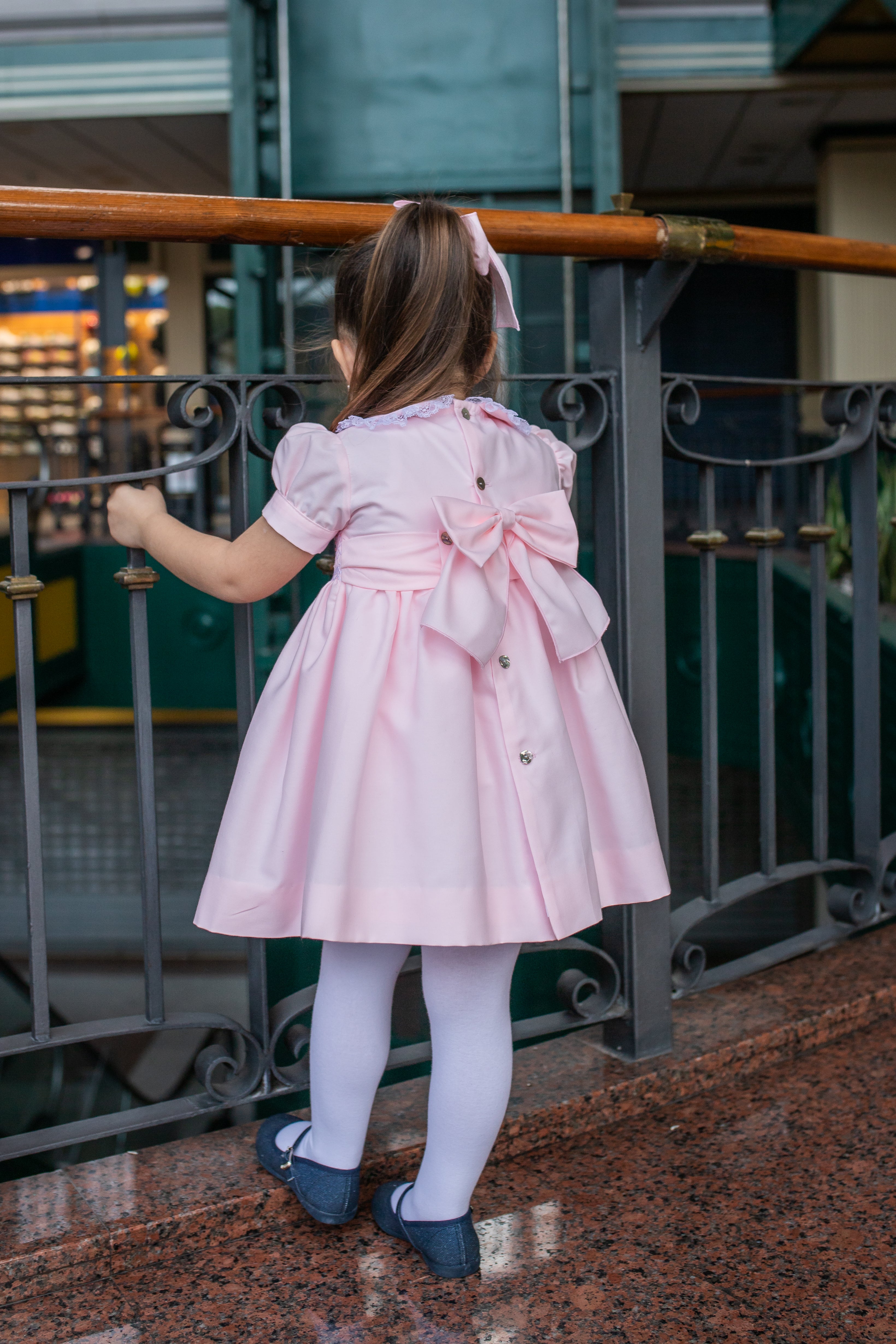 AW25 NAXOS Pink Girls Hand Smocked Dress - 7623
