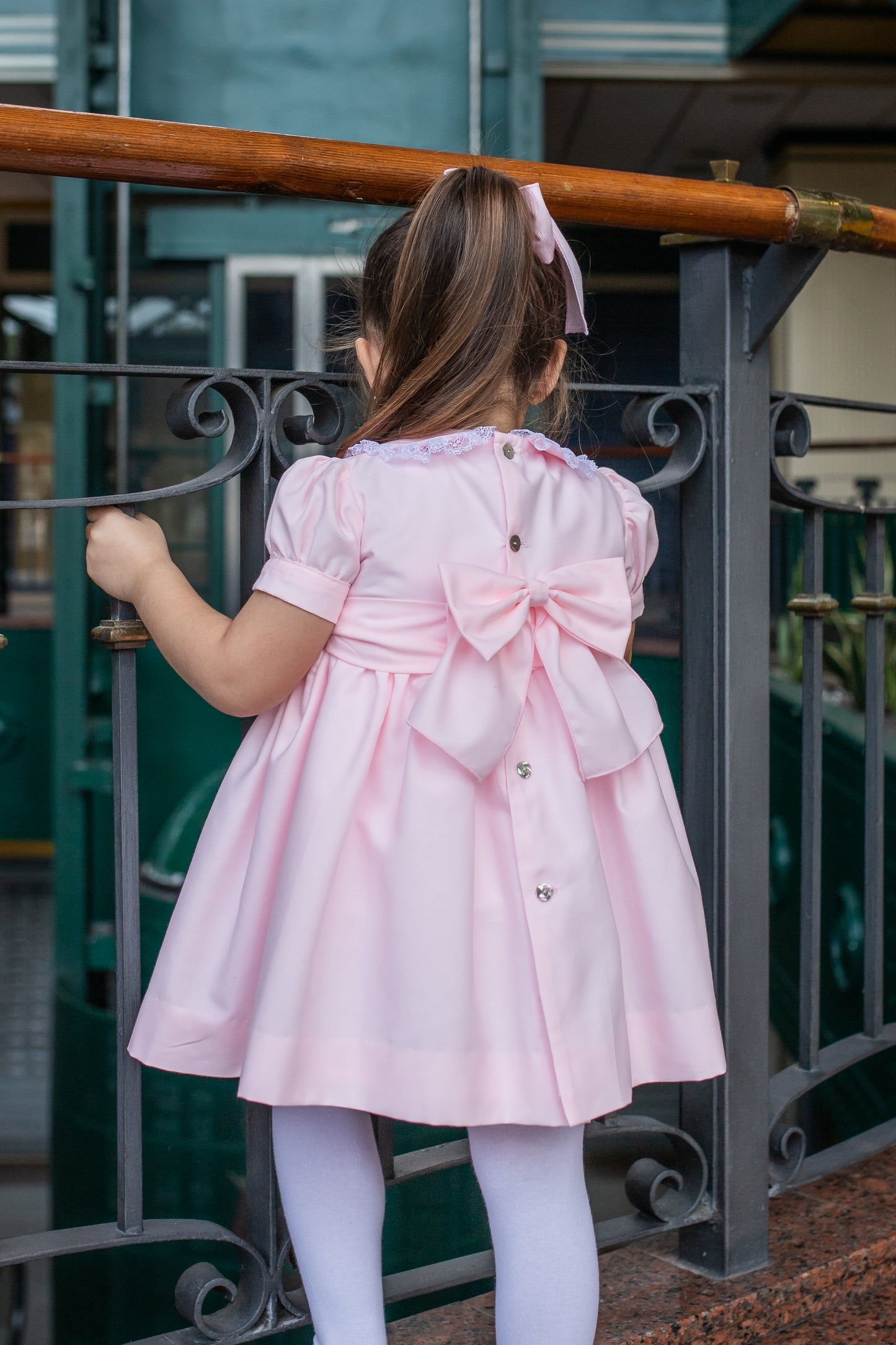 PRE ORDER AW25 NAXOS Pink Girls Hand Smocked Dress - 7623