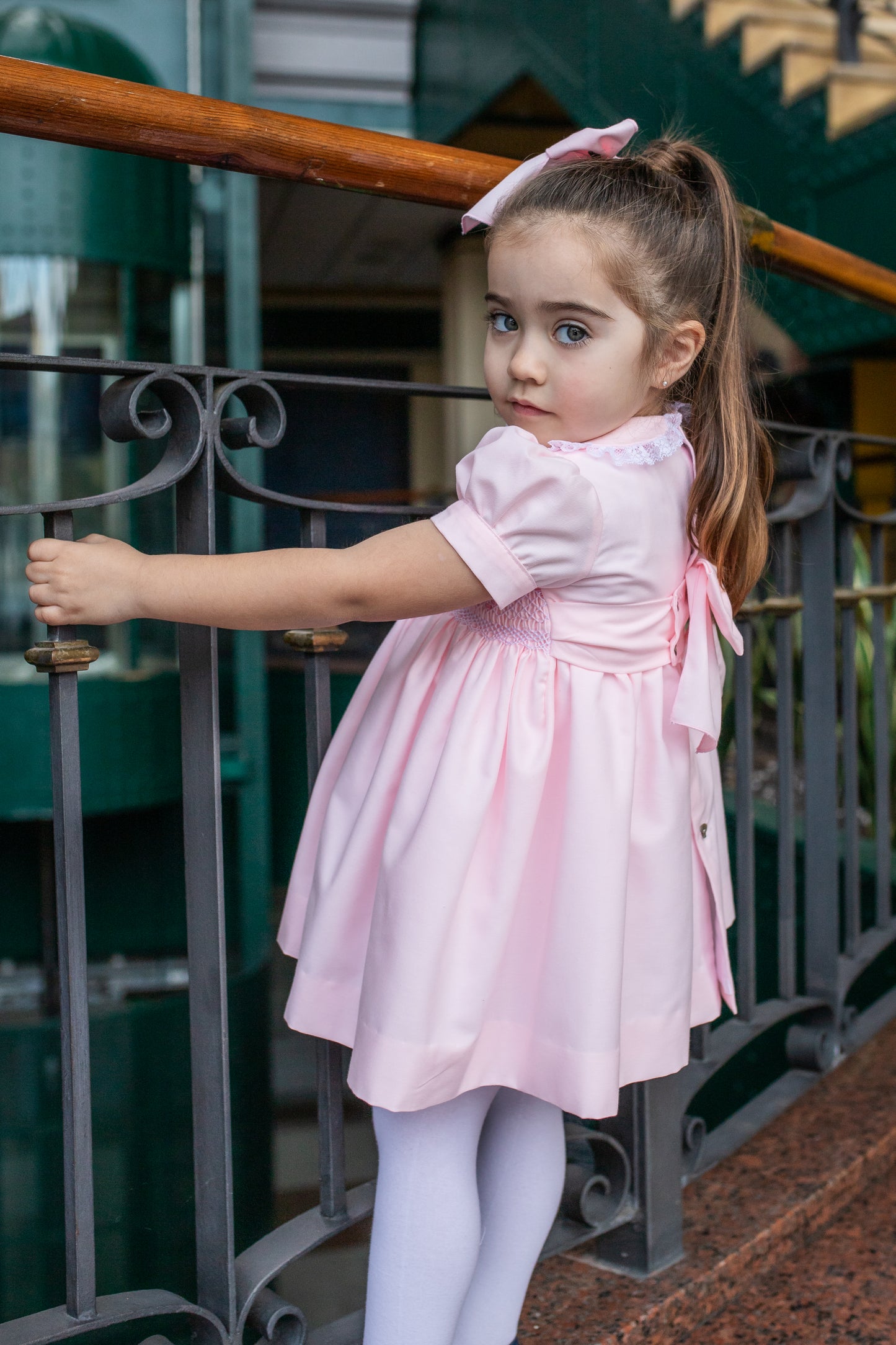 PRE ORDER AW25 NAXOS Pink Girls Hand Smocked Dress - 7623