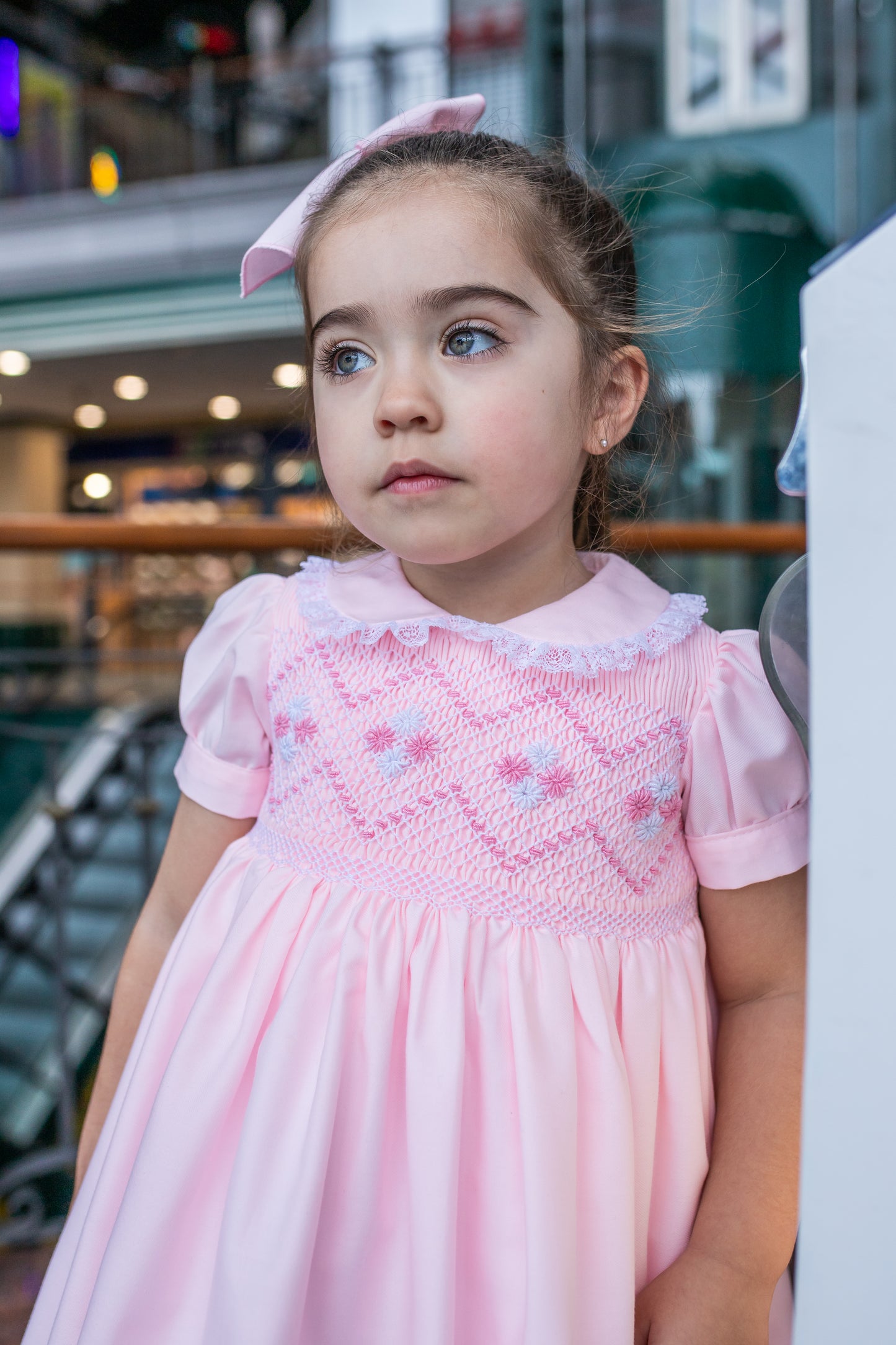 PRE ORDER AW25 NAXOS Pink Girls Hand Smocked Dress - 7623