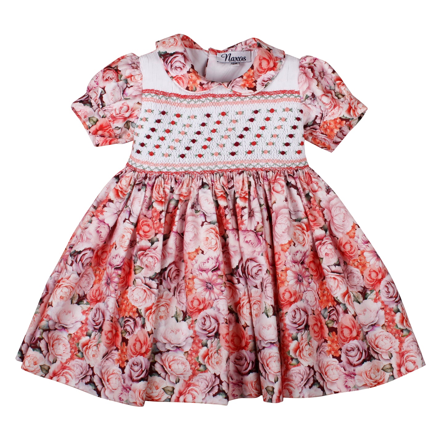 PRE ORDER AW25 NAXOS Pink Floral Girls Hand Smocked Dress - 7625