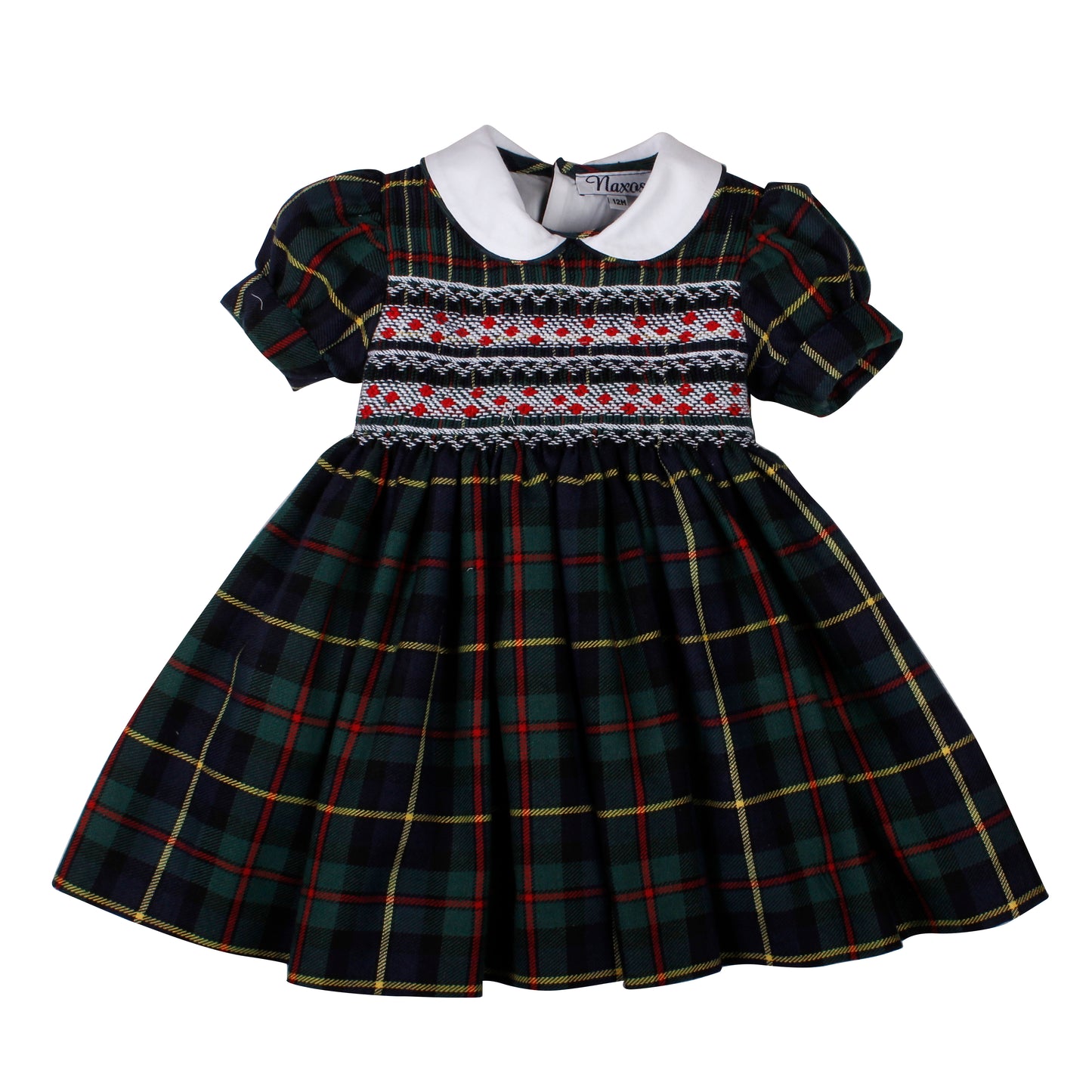 PRE ORDER AW25 NAXOS Navy Tartan Girls Hand Smocked Dress - 7628