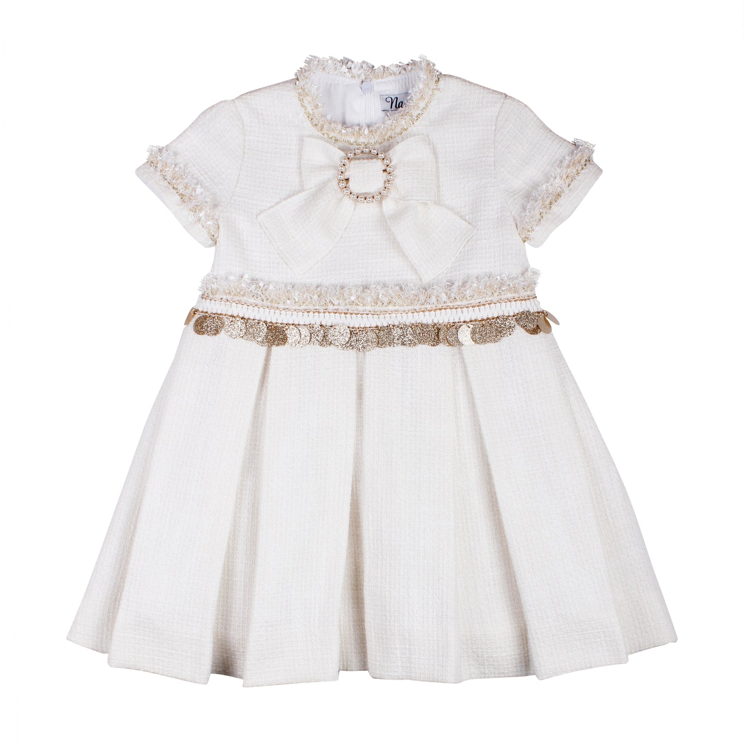 AW25 NAXOS Cream & Gold Sequin Girls Dress - 7629