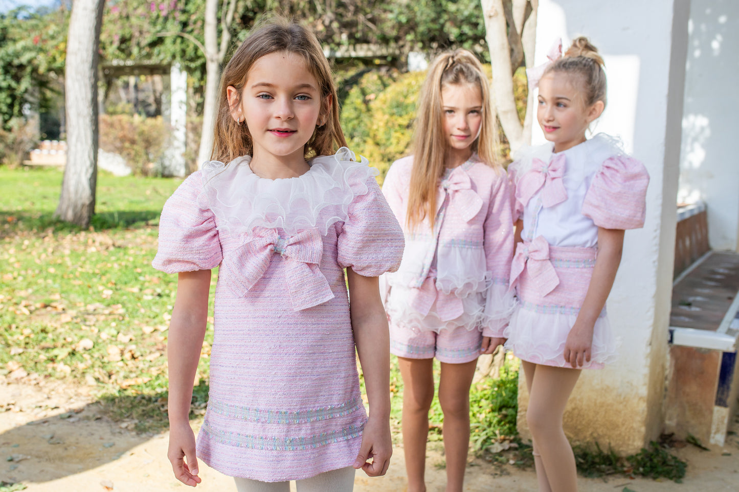 PRE ORDER AW25 NAXOS Pink Tweed Girls A-Line Dress - 7630