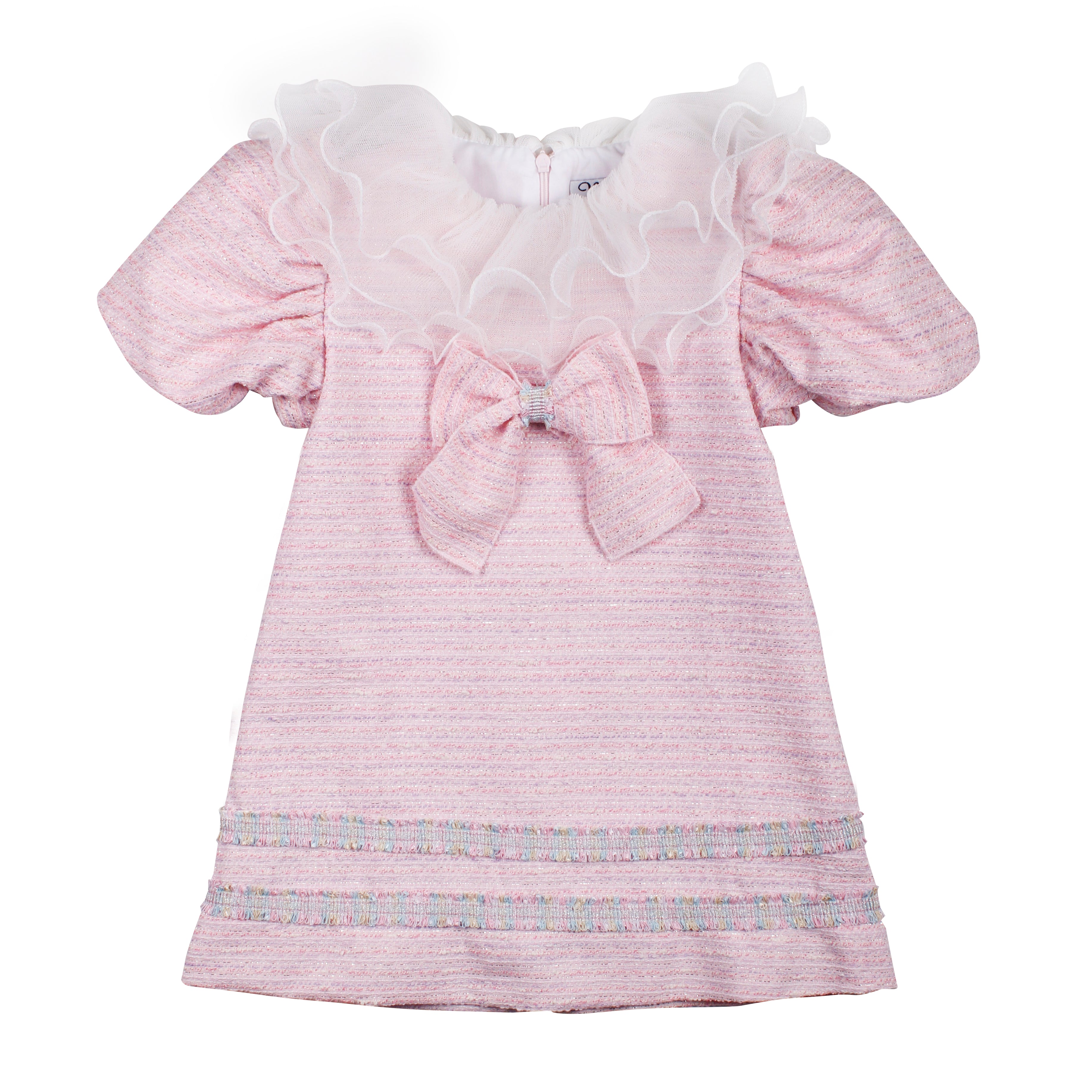 AW25 NAXOS Pink Tweed Girls A-Line Dress - 7630