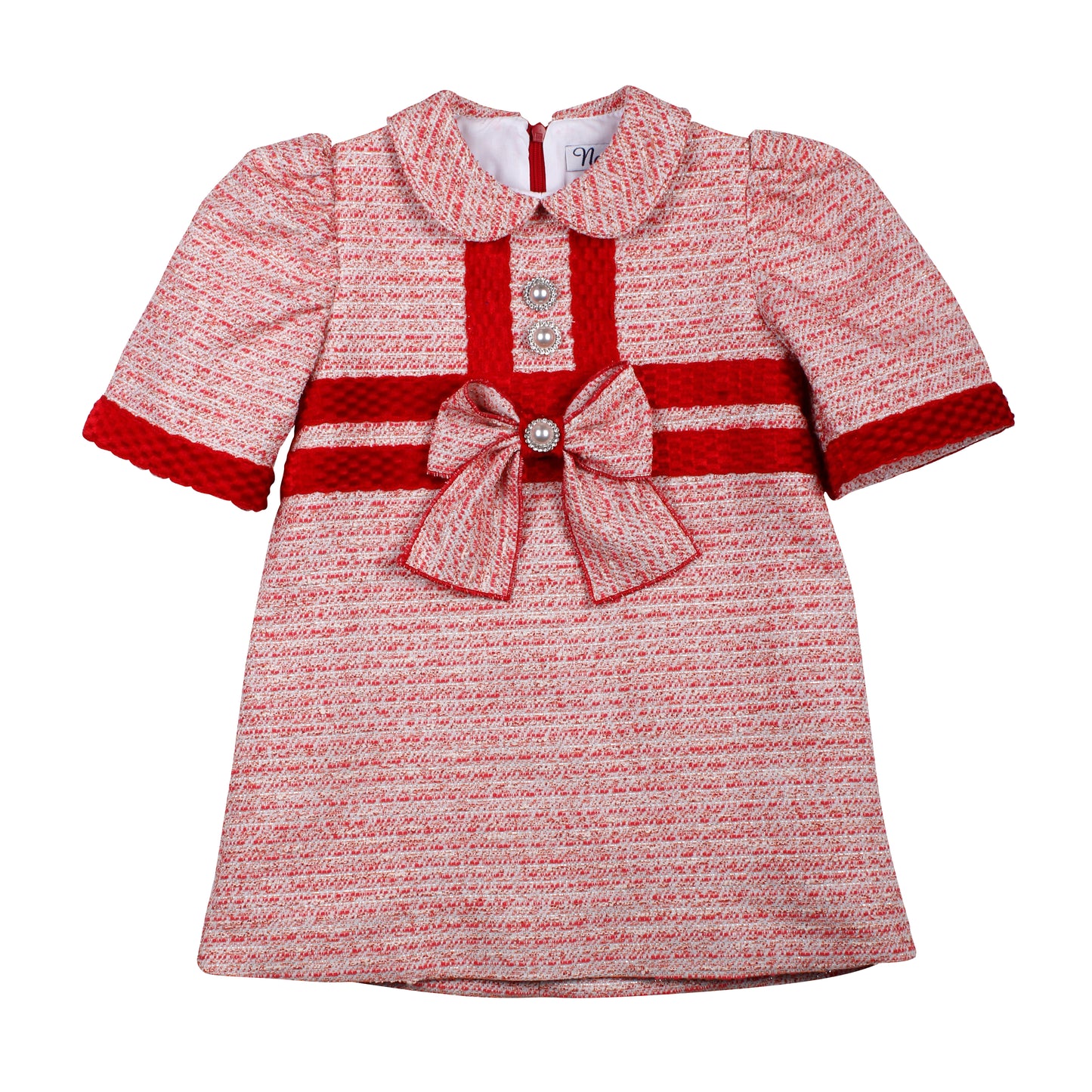 PRE ORDER AW25 NAXOS Red Tweed Girls A-Line Dress - 7633