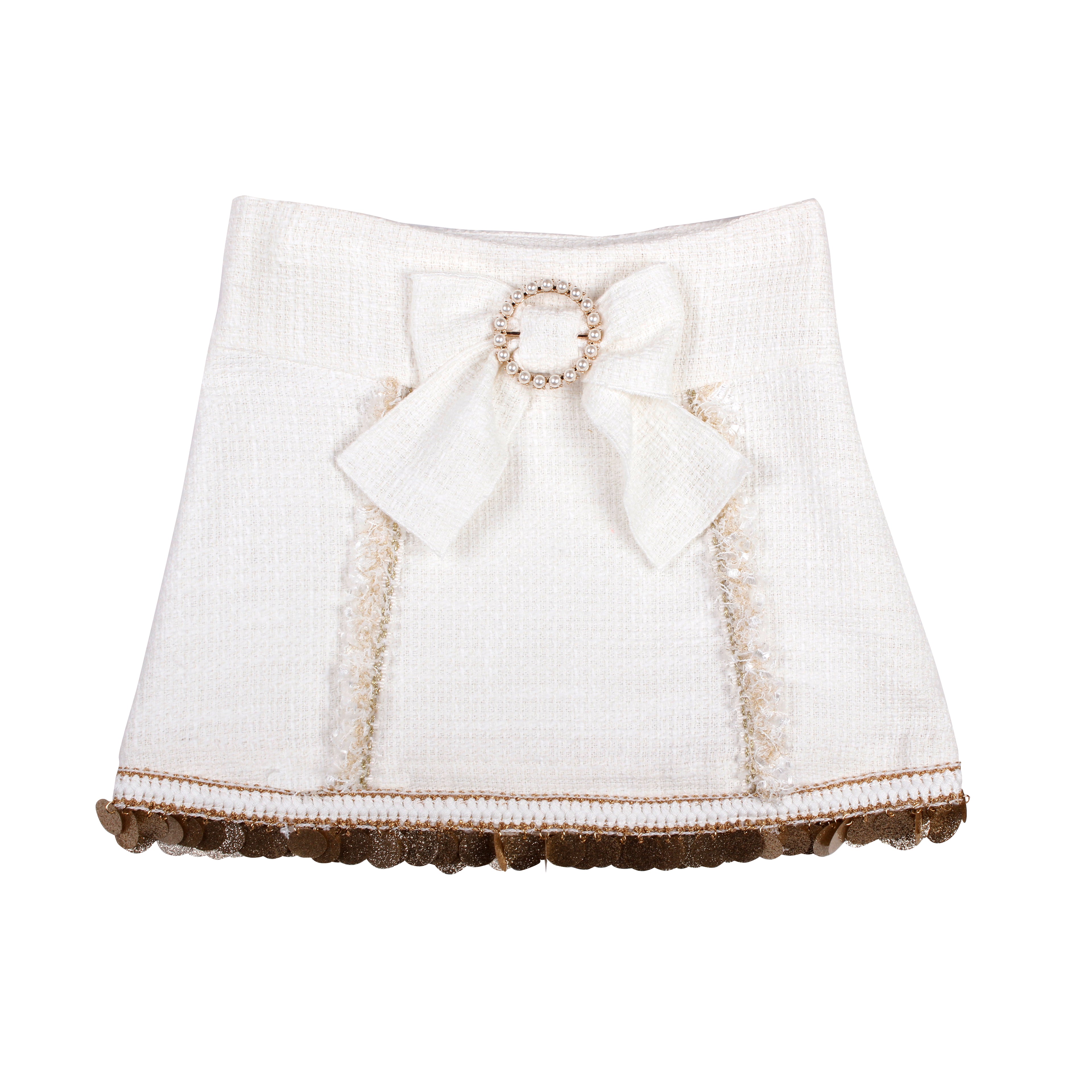 AW25 NAXOS Cream & Gold Sequin Girls Skirt Set - 7657