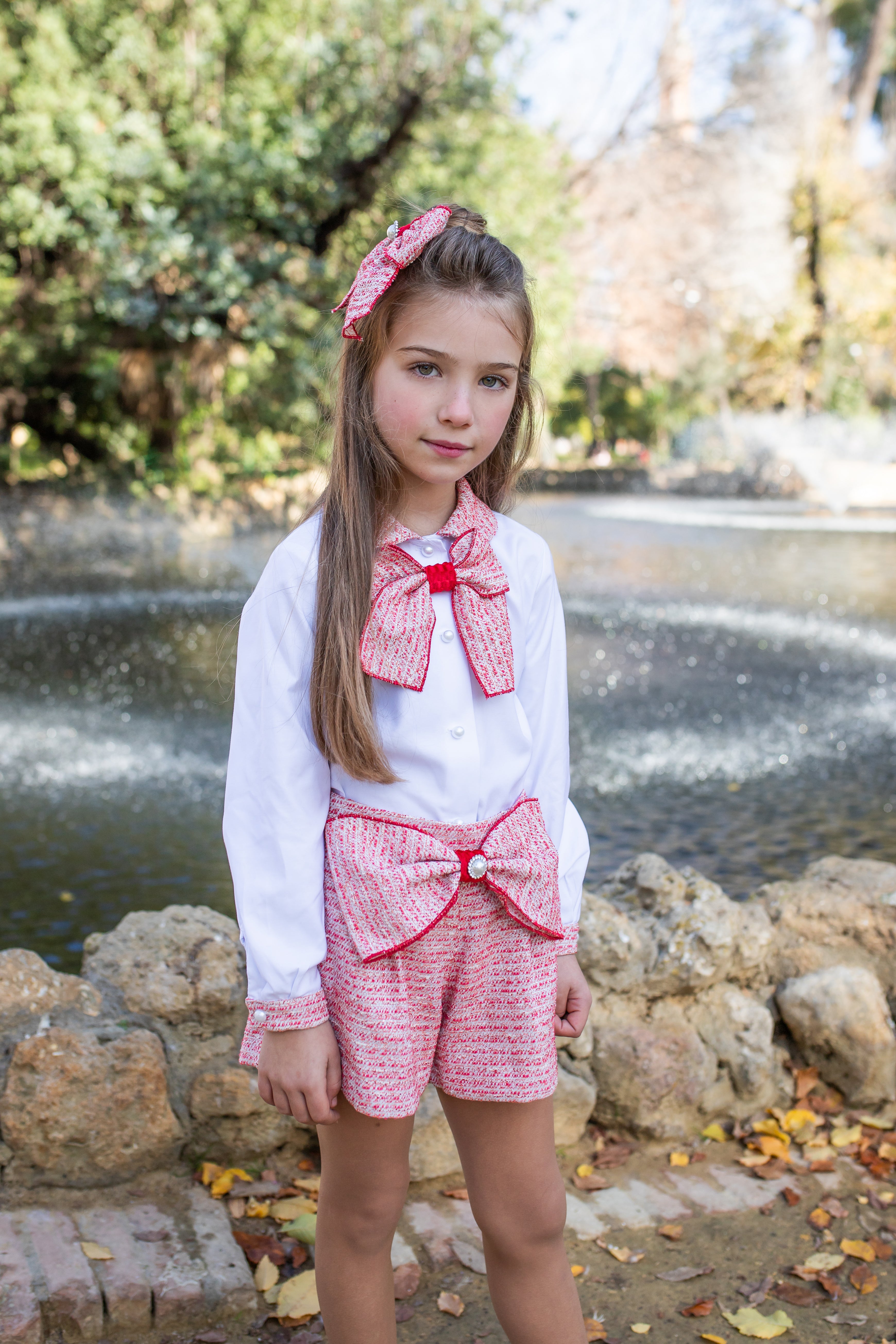 AW25 NAXOS Red Tweed Girls Short Set - 7663
