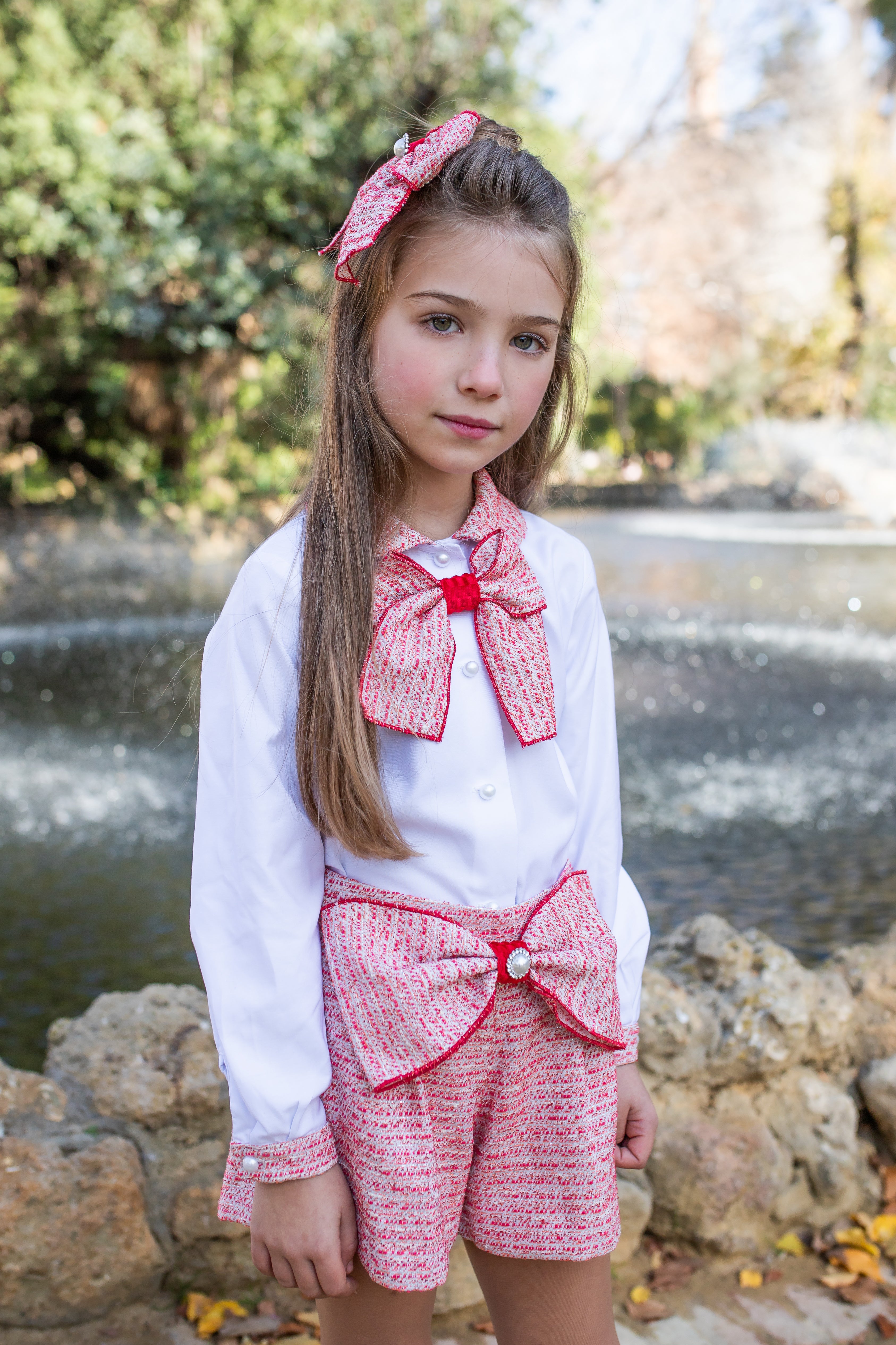AW25 NAXOS Red Tweed Girls Short Set - 7663