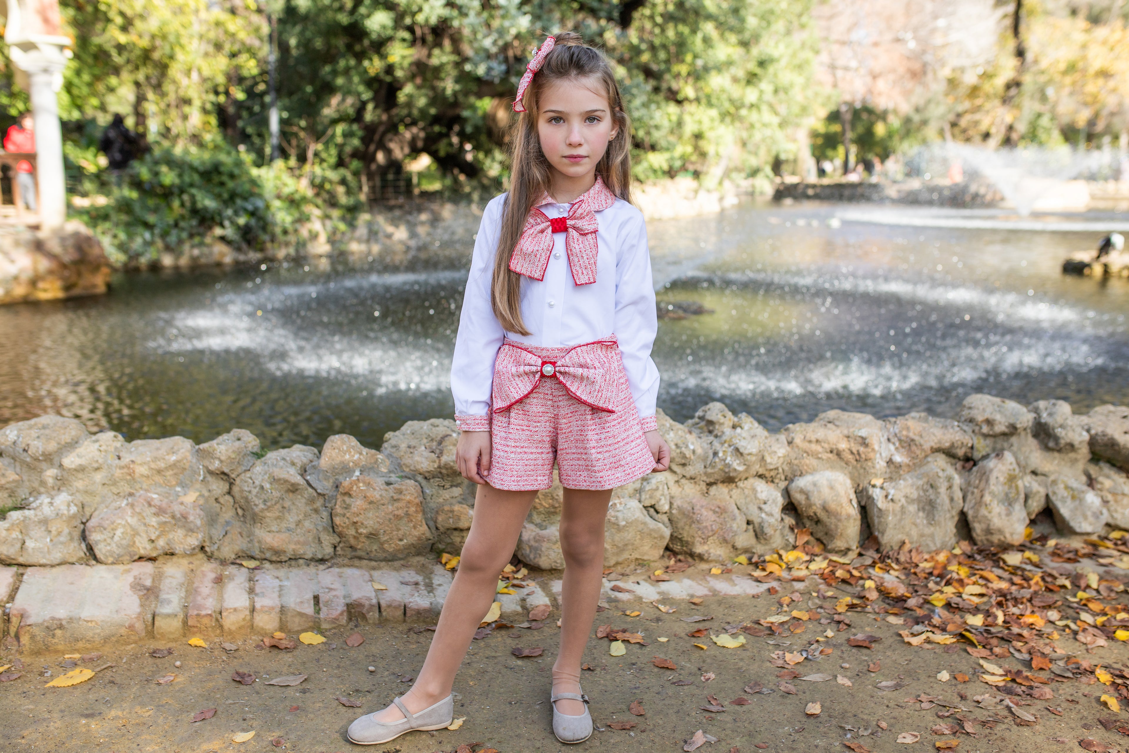AW25 NAXOS Red Tweed Girls Short Set - 7663