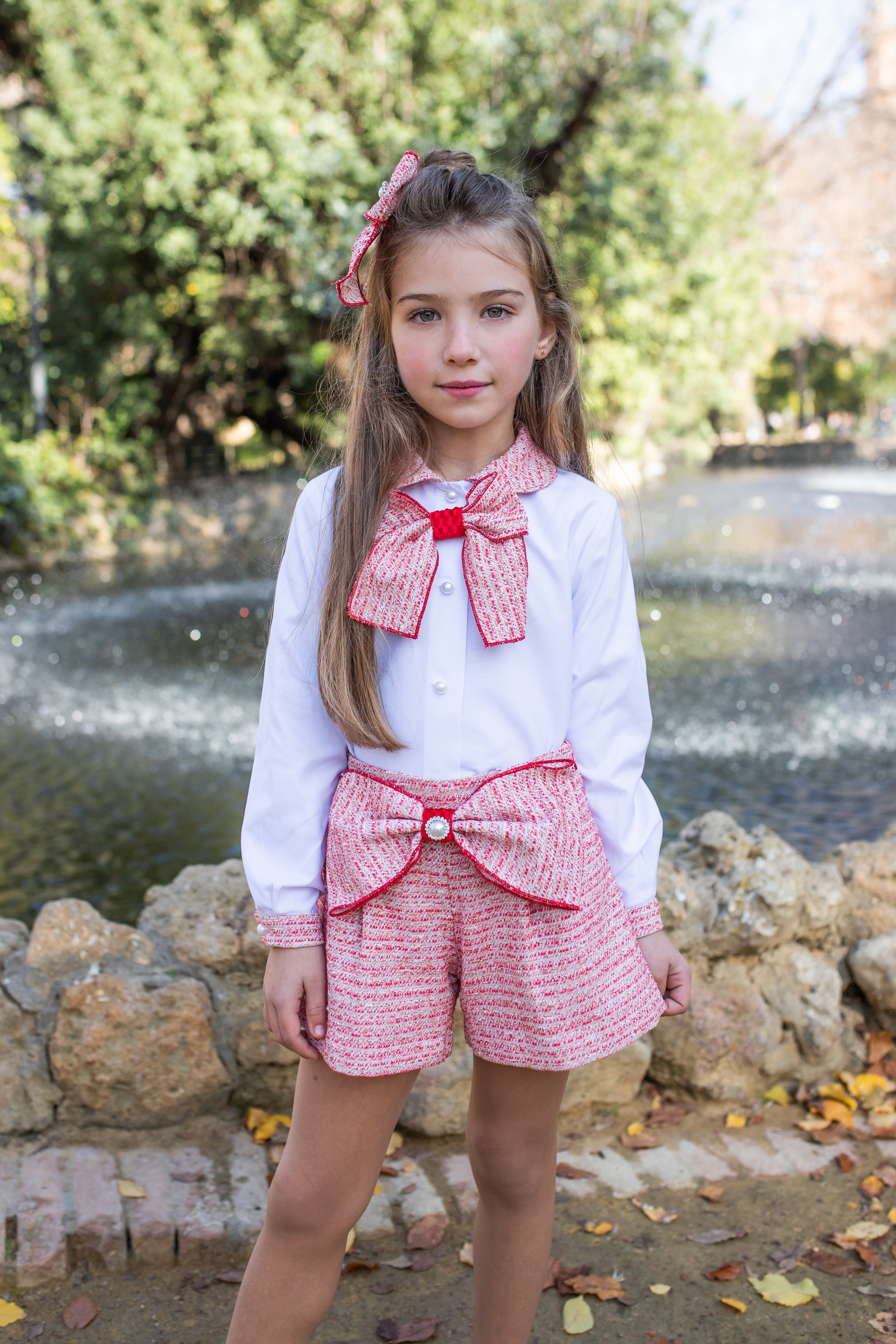 AW25 NAXOS Red Tweed Girls Short Set - 7663