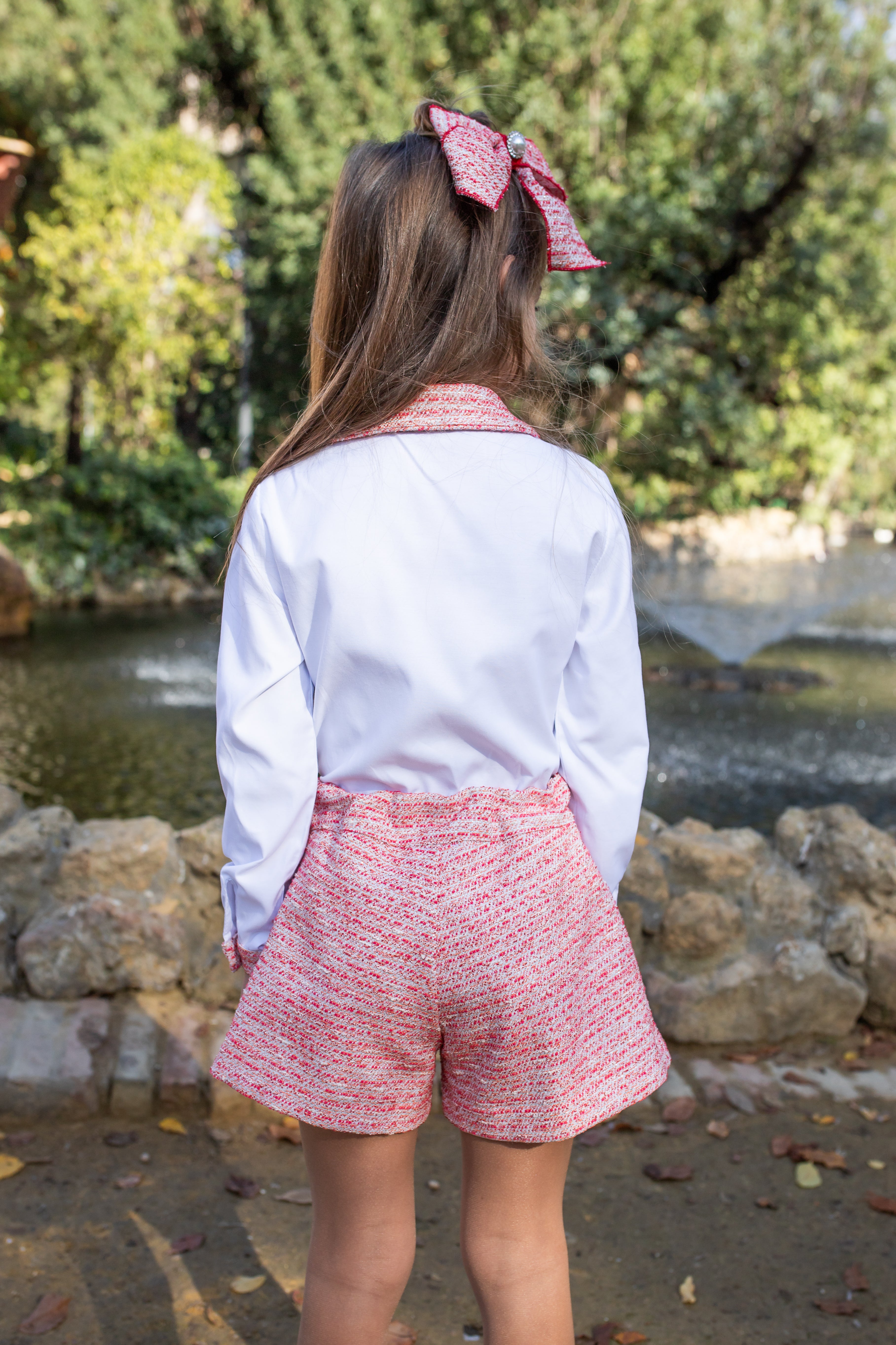 AW25 NAXOS Red Tweed Girls Short Set - 7663