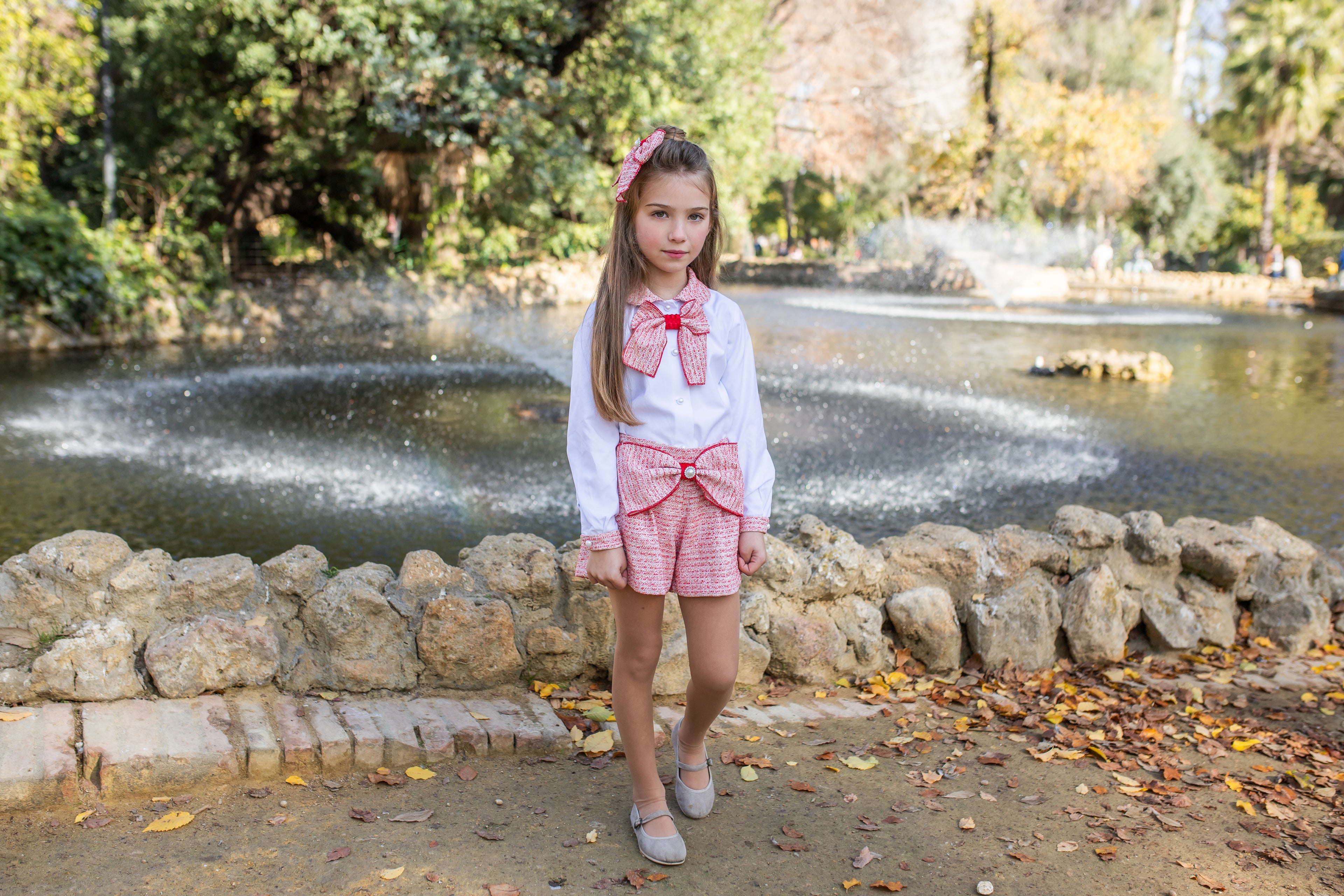 AW25 NAXOS Red Tweed Girls Short Set - 7663