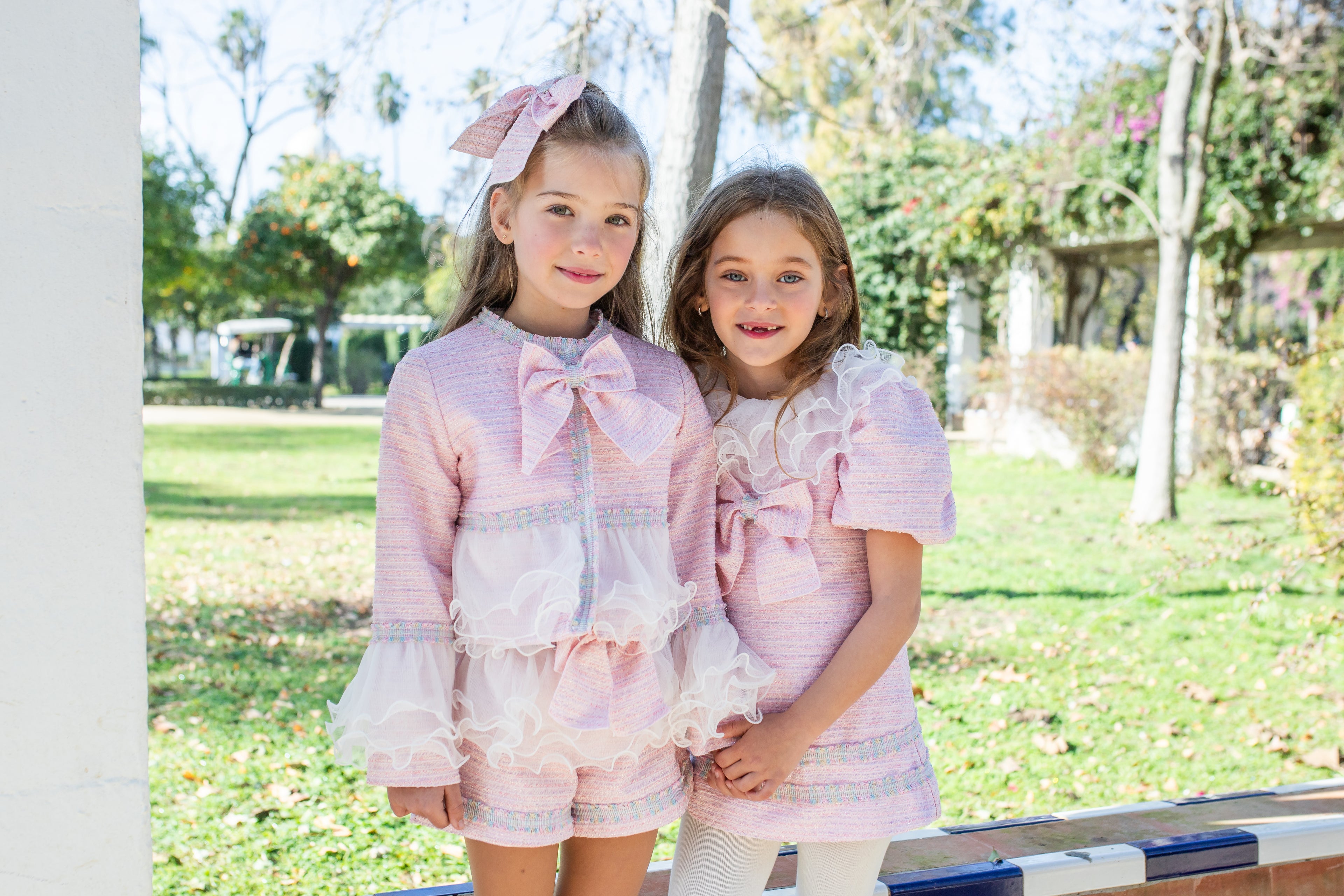 AW25 NAXOS Pink Tweed Girls A-Line Dress - 7630
