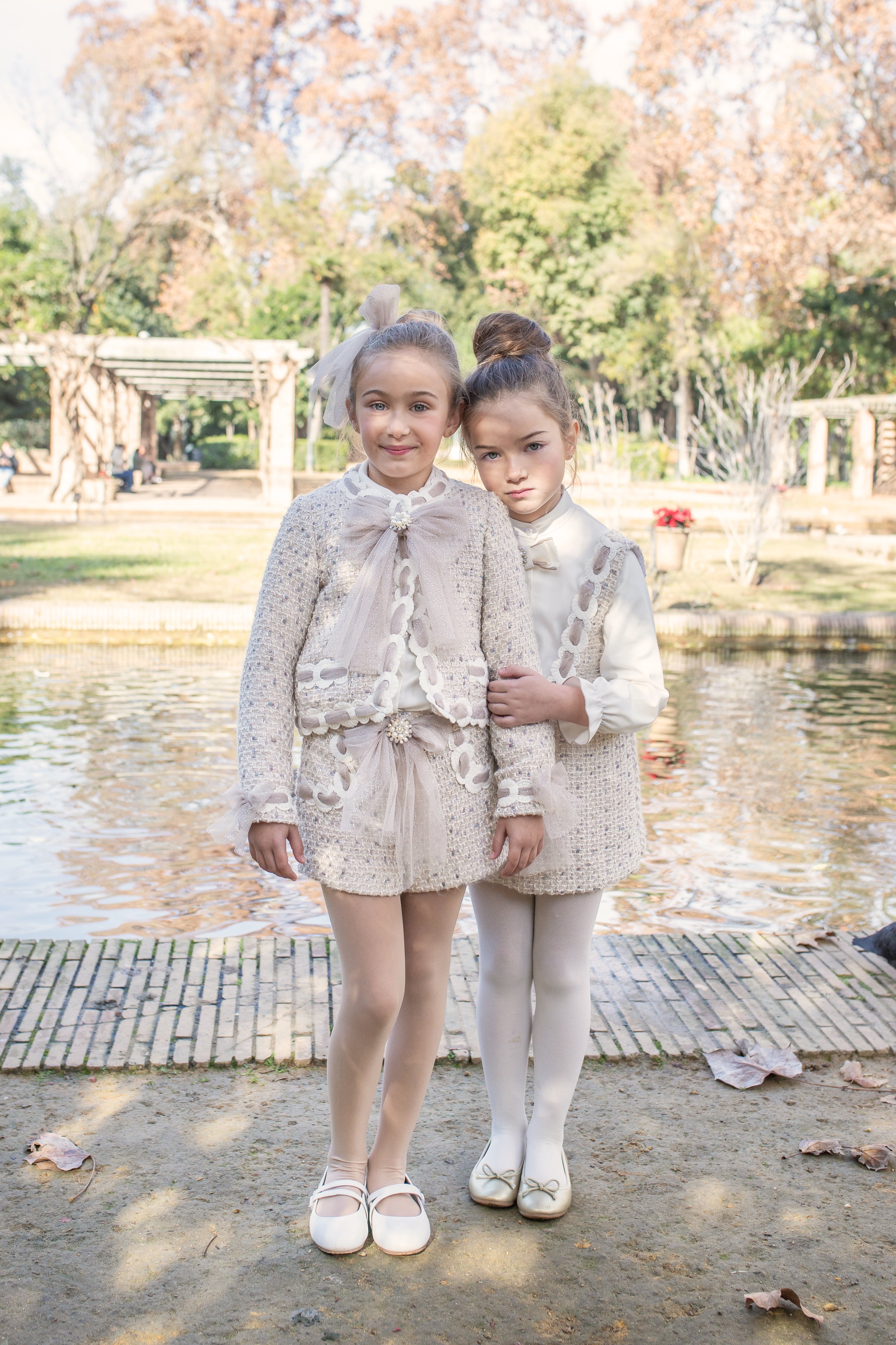 AW25 NAXOS Camel Tweed Girls Short Set with Jacket - 7671
