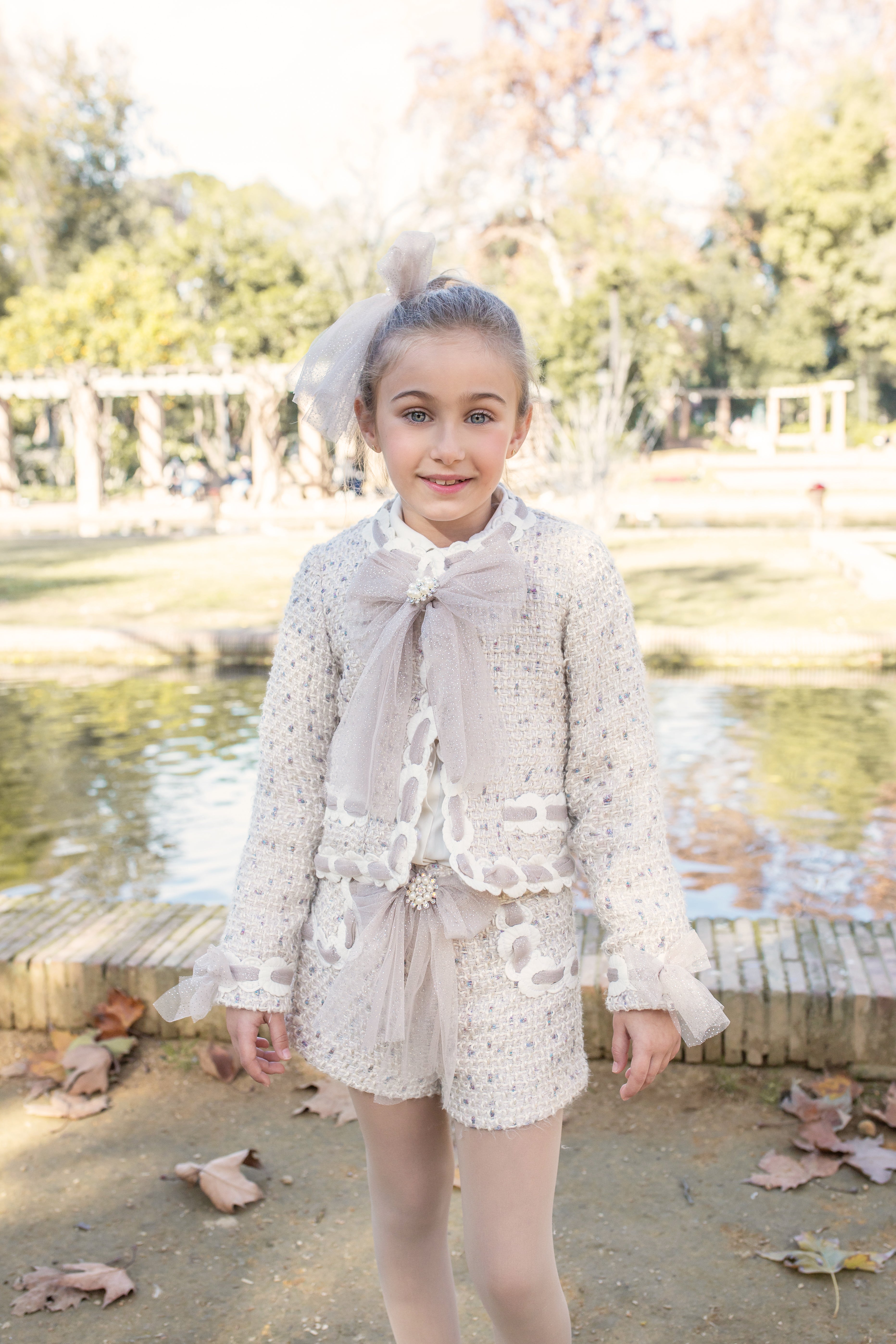 AW25 NAXOS Camel Tweed Girls Short Set with Jacket - 7671